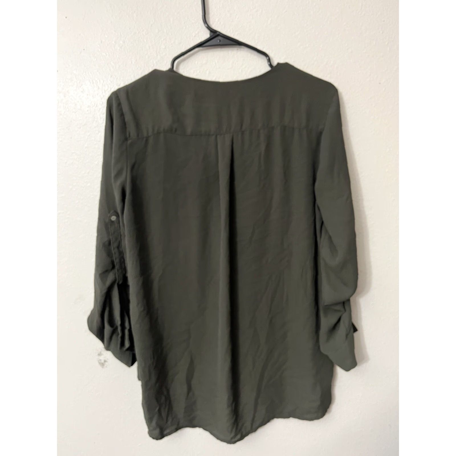 H&M H&M Tunic Blouse Size 8 Green Long Sleeve Woven Sheen Work Button Dow Womens Size M / US 6-8 / IT 42-44 - 3 Thumbnail
