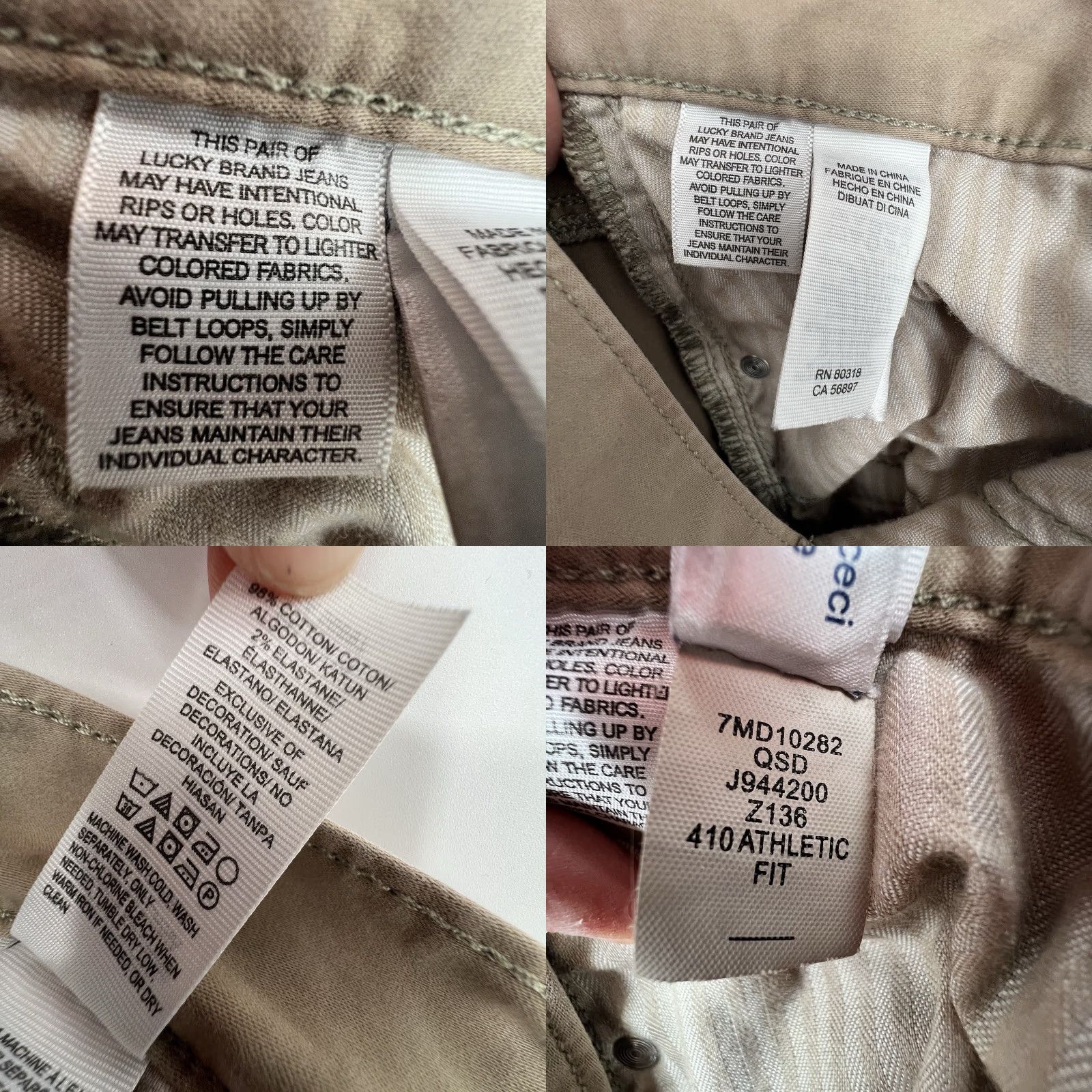 Lucky Brand Lucky Brand Jeans Mens 410 Athletic Fit 29x32 Tan Zip 5-Pocket Design Straight Inseam 31 Beige Cotton Blend Size US 30 / EU 46 - 9 Thumbnail