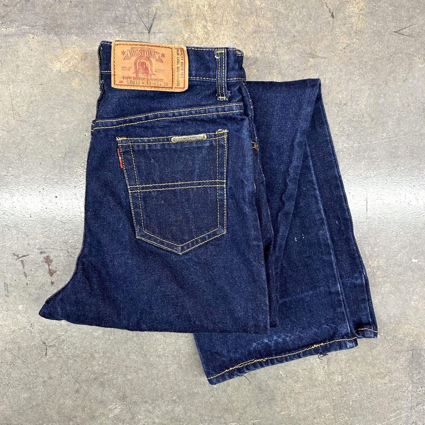 Denime VINTAGE 80s Big Stone SB610 Indigo Blue Japanese Denim Jeans 29 x 30 Men Size US 29 - 2 Thumbnail