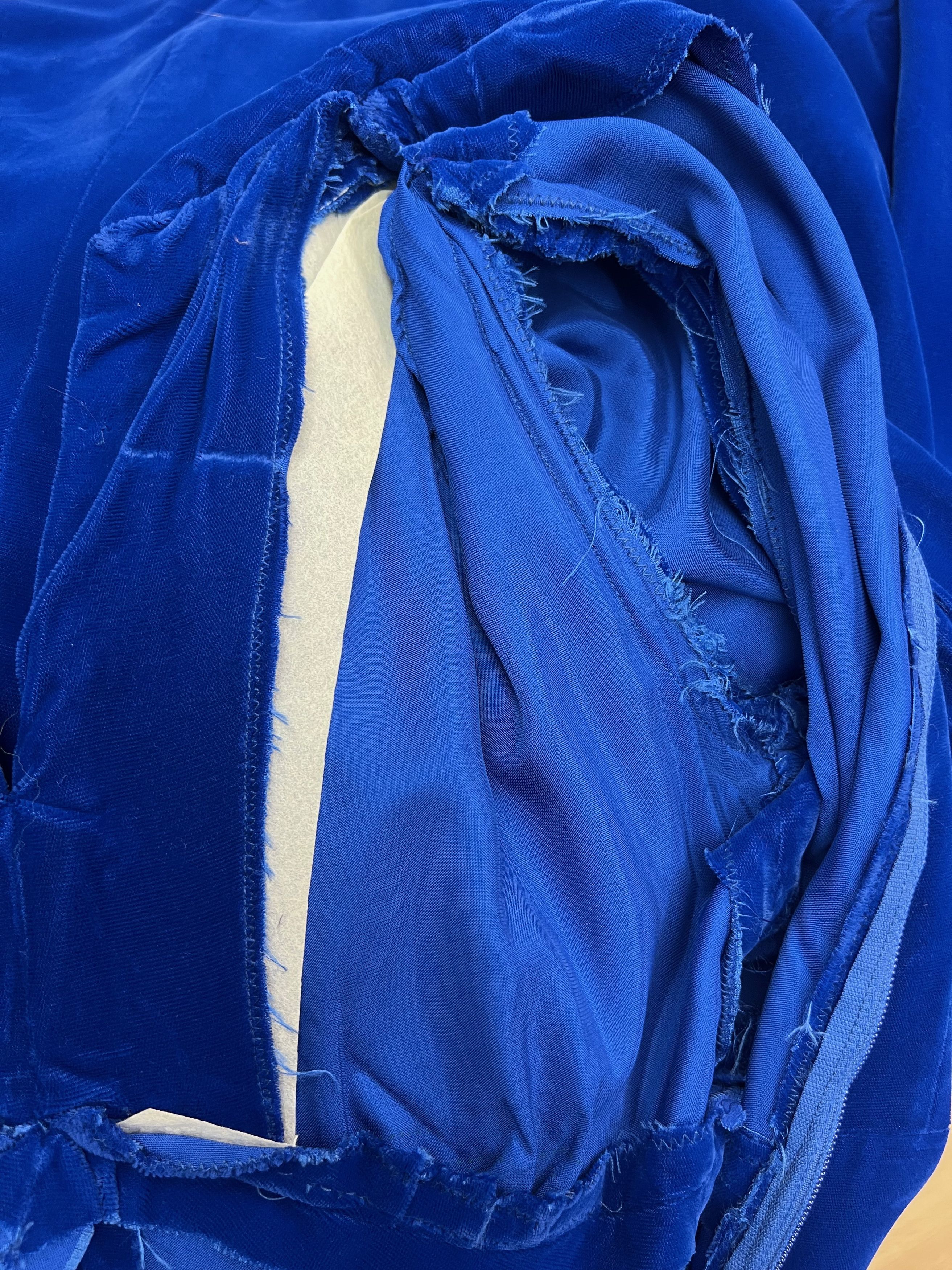 Handmade EUC Vintage 60s 70s Velvet Stand Collar Blue Maxi Dress Size S / US 4 / IT 40 - 11 Thumbnail