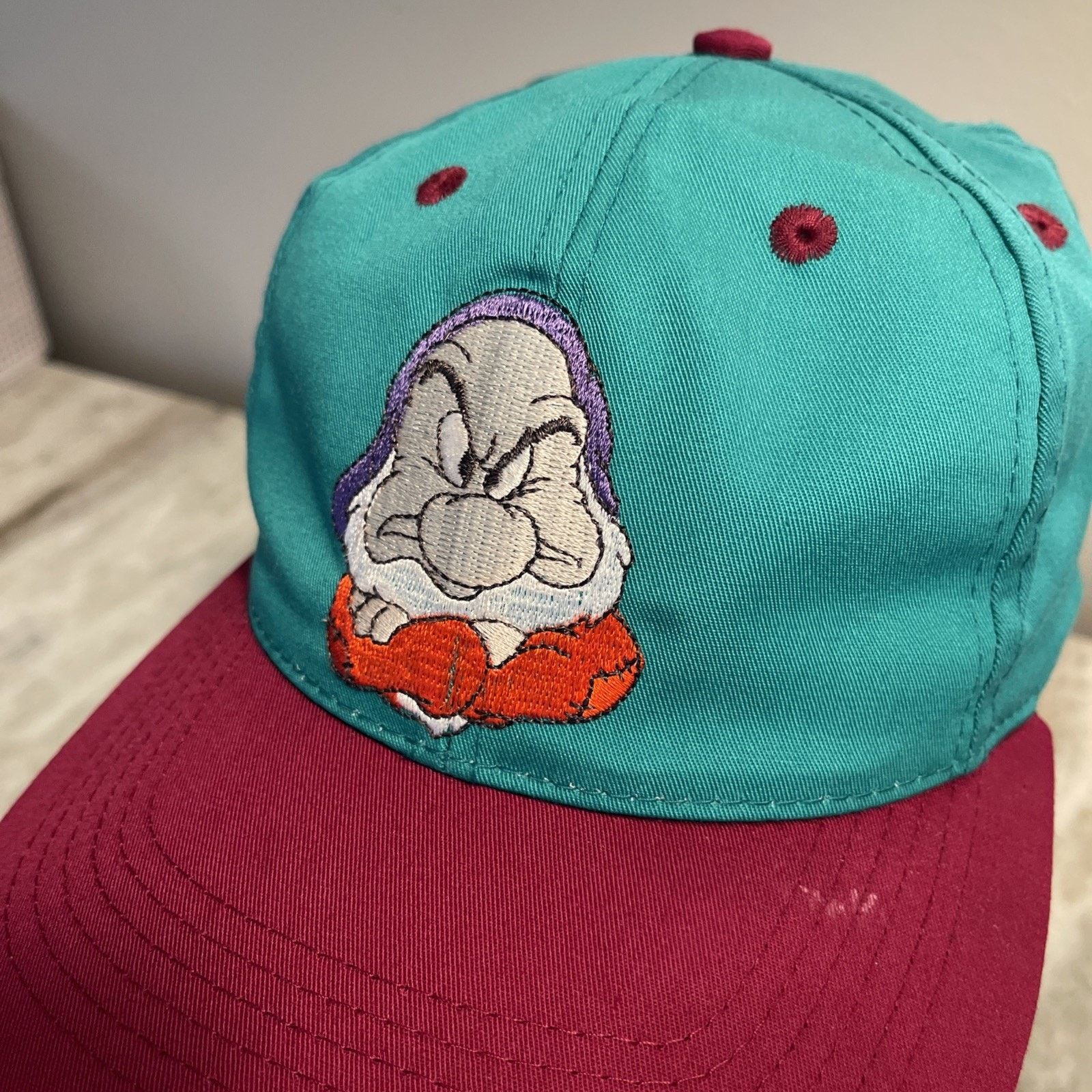 Disney Vtg Disney Hat Grumpy Snow White Dwarves Snapback Blockhead Size ONE SIZE - 4 Thumbnail