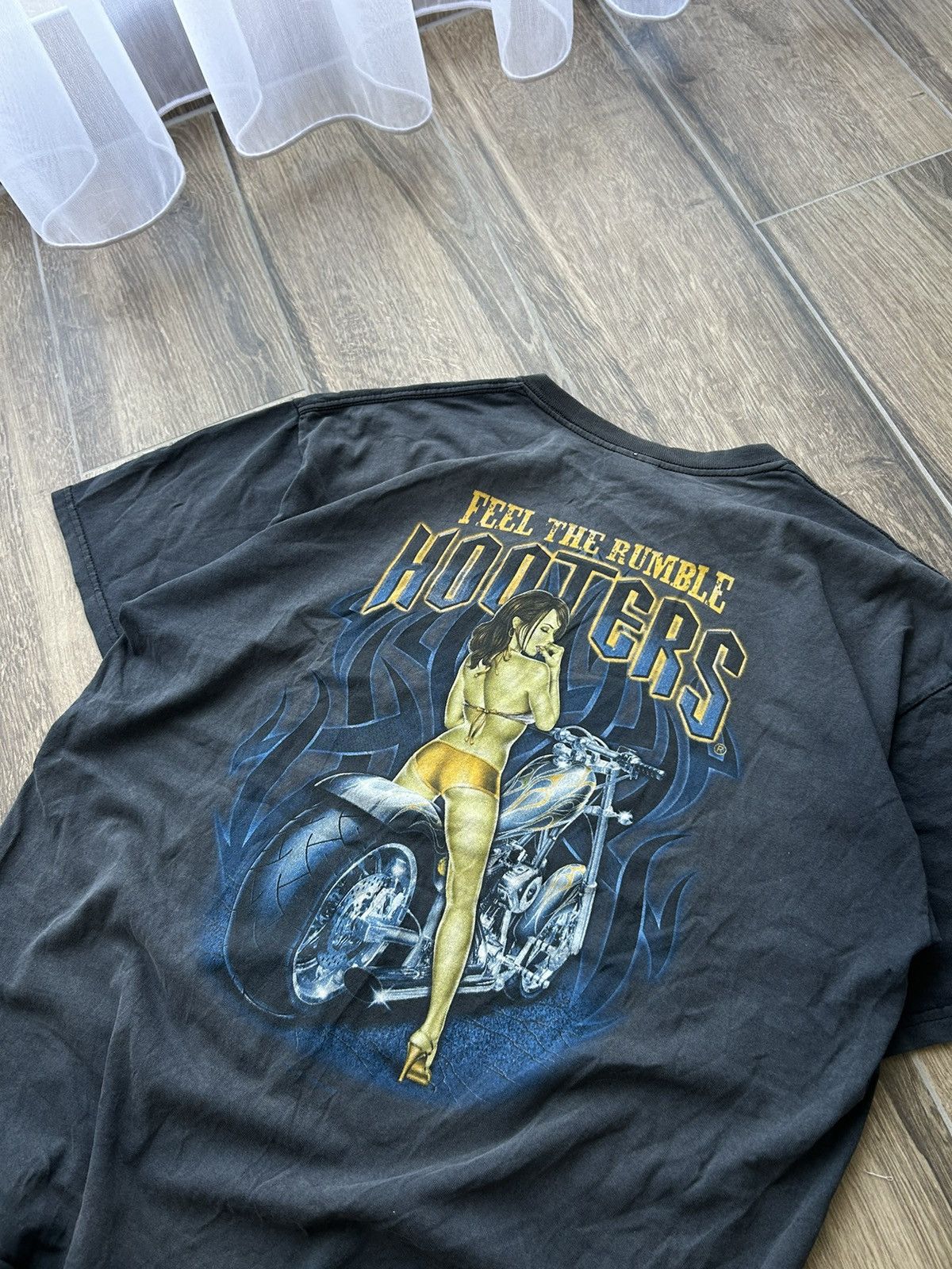 Harley Davidson Vintage Feel The Rumble Hooters true faded big logo shirt Size US XL / EU 56 / 4 - 3 Thumbnail