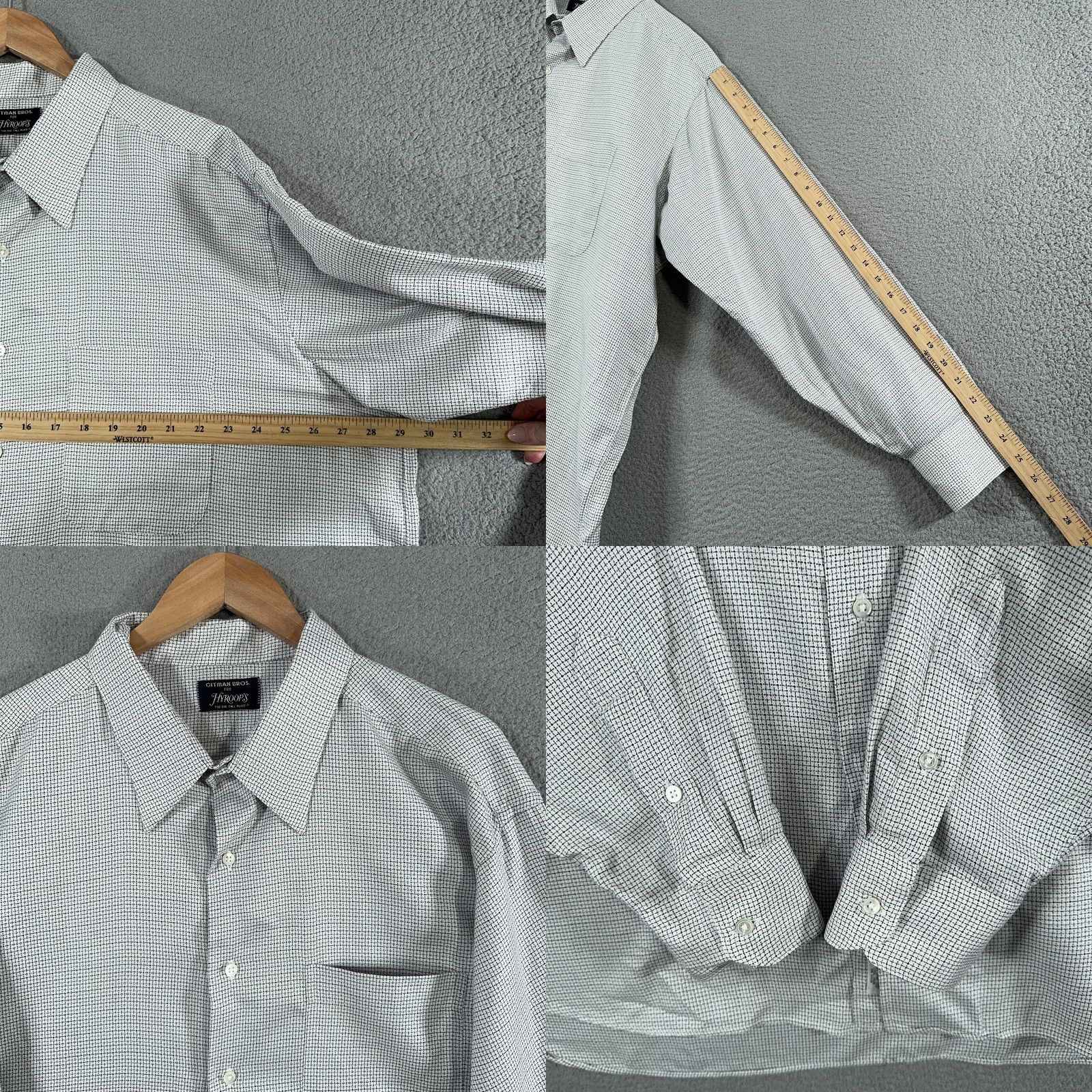 Vintage Vintage Gitman Bros Shirt Mens 18.5 34/35 White Grid 90s Boxy Fit Check Big Tall Size US XXL / EU 58 / 5 - 8 Thumbnail
