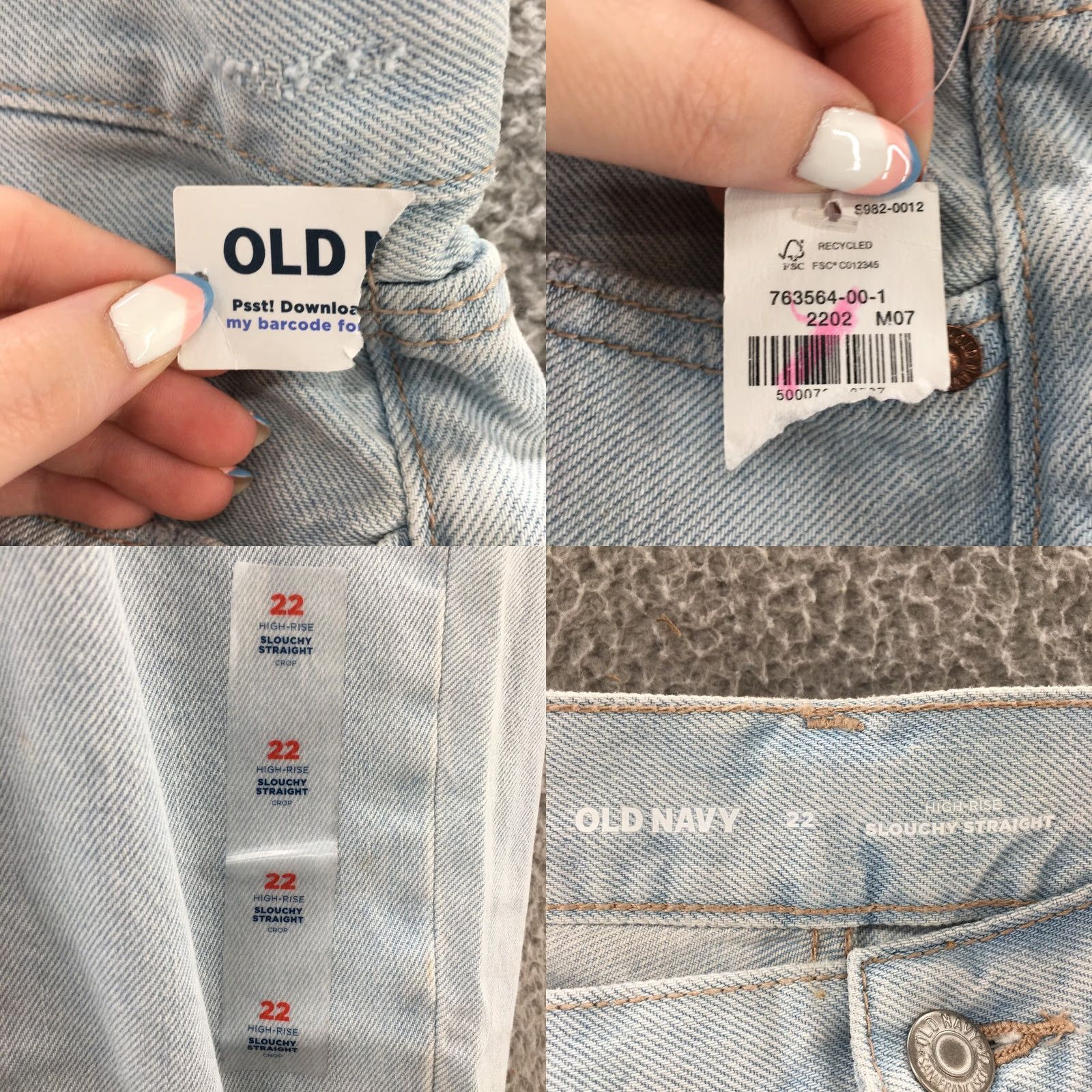 Old Navy Old Navy Jeans Womens 22 Slouchy Straight Leg Blue Button Fly NEW Jeans Size 40" / US 18 - 10 Thumbnail