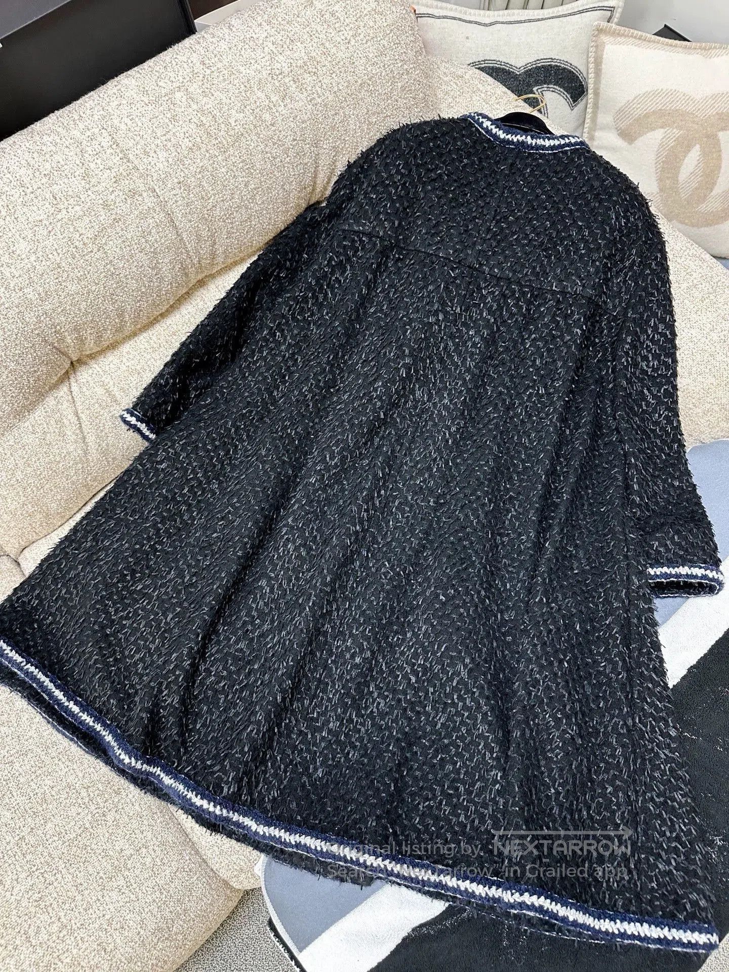 Chanel Chanel 22A Black Long Coat with Trim. Size US M / EU 48-50 / 2 - 4 Thumbnail