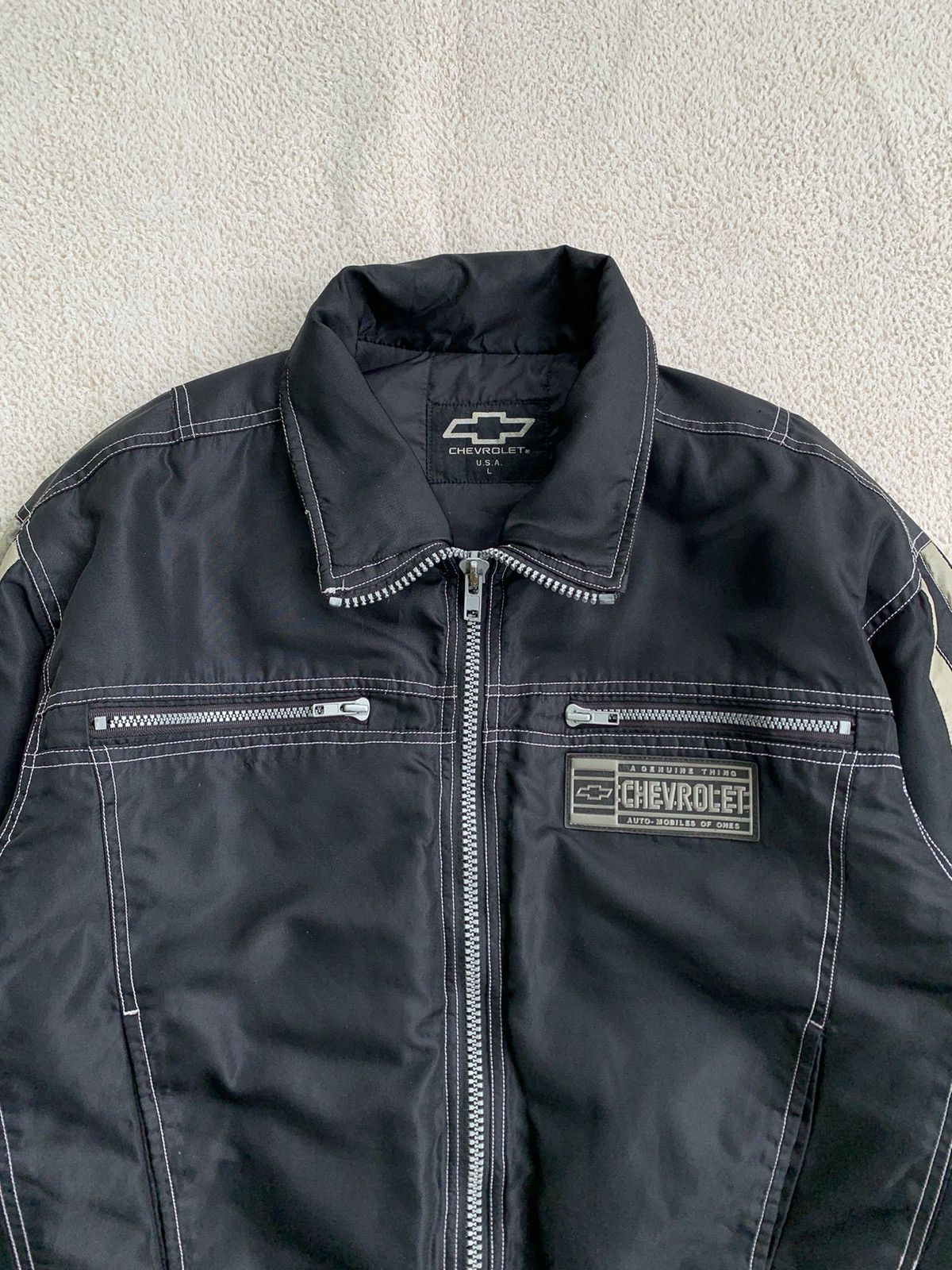 Japanese Brand × Vintage Vintage Chevrolet zipper Down Jacket Reflective striped Size US L / EU 52-54 / 3 - 3 Thumbnail