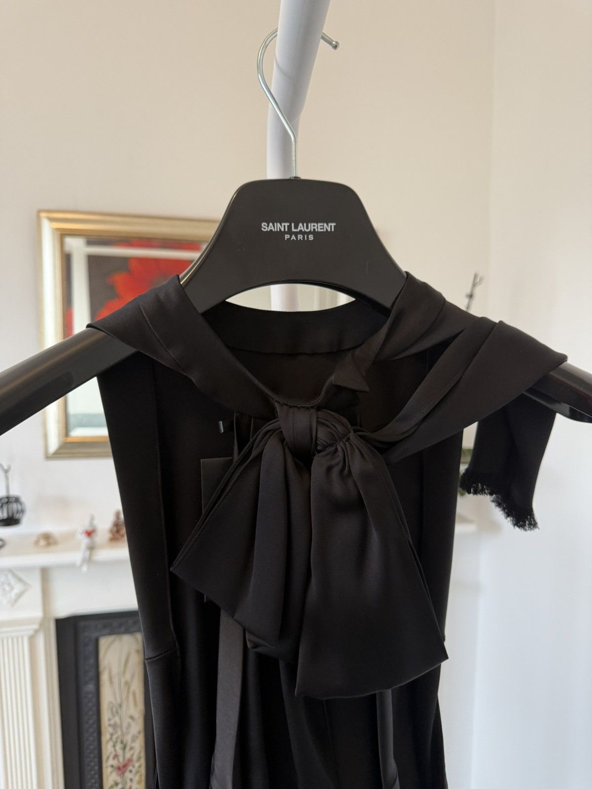 Saint Laurent Paris FW23 Saint Laurent Lavalliere Back Blouse in Crepe Satin Size US S / EU 44-46 / 1 - 4 Thumbnail