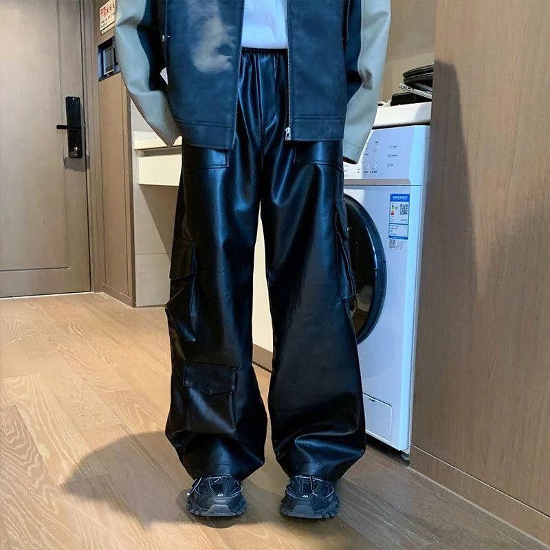 Vintage Multi-Pockets Black PU Leather Pants Size US 32 / EU 48 - 4 Thumbnail