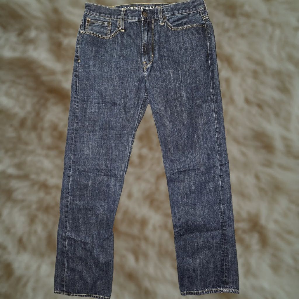 American Eagle Outfitters American Eagle Outfitters Jeans Mens 33x34 Relaxed Straight Denim Dark Wash Blue Size US 33 - 1 Thumbnail