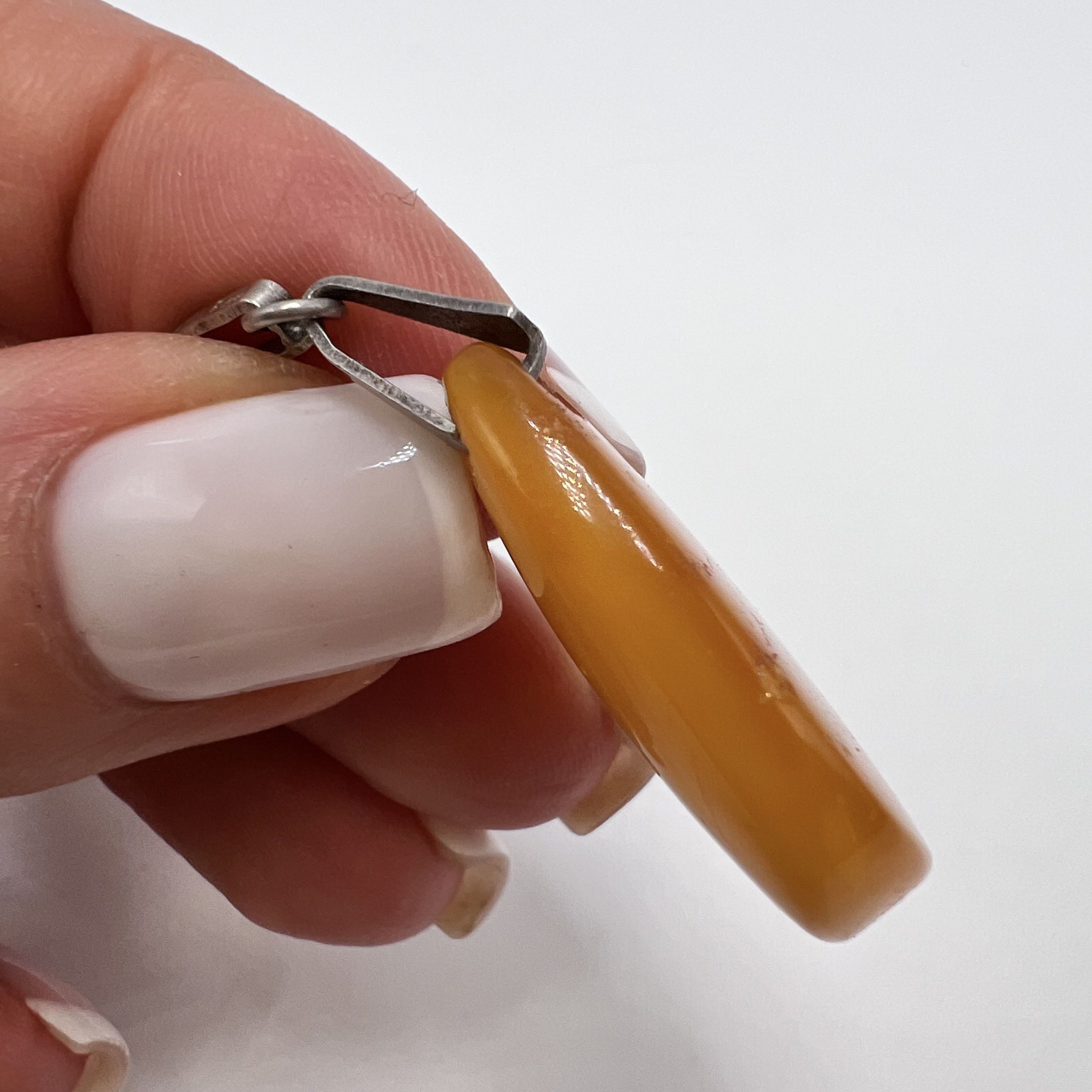 Vintage Vintage USSR Pendant Silver 875 Natural Amber 2.62gr Size ONE SIZE - 6 Thumbnail