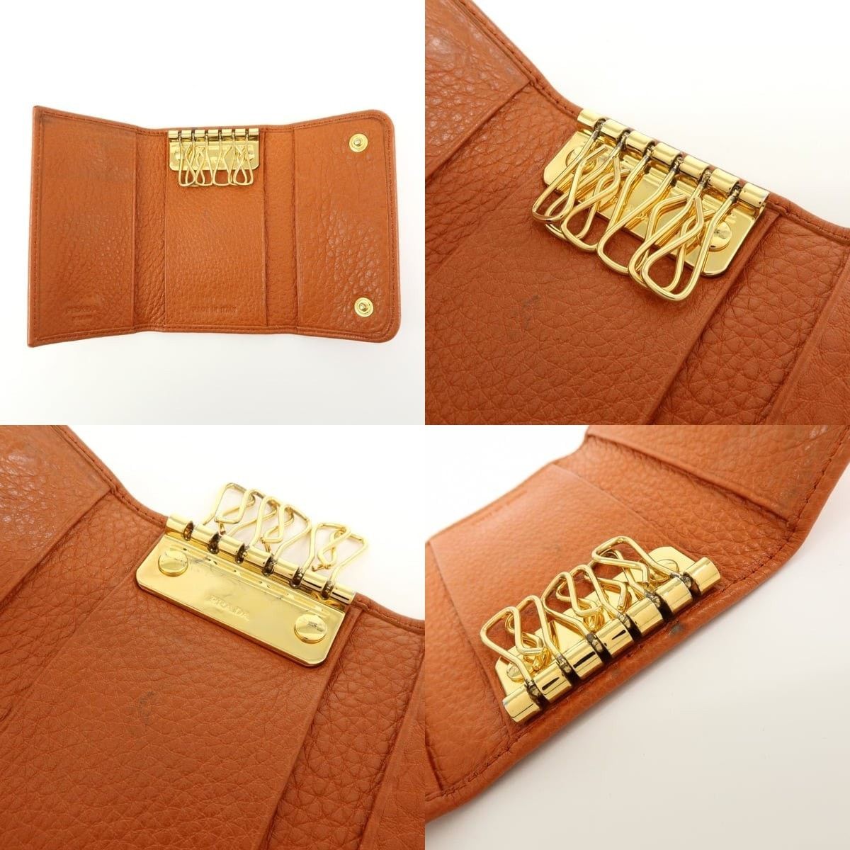 Prada Prada Vitello Grain Key Holder Orange Size ONE SIZE - 6 Thumbnail