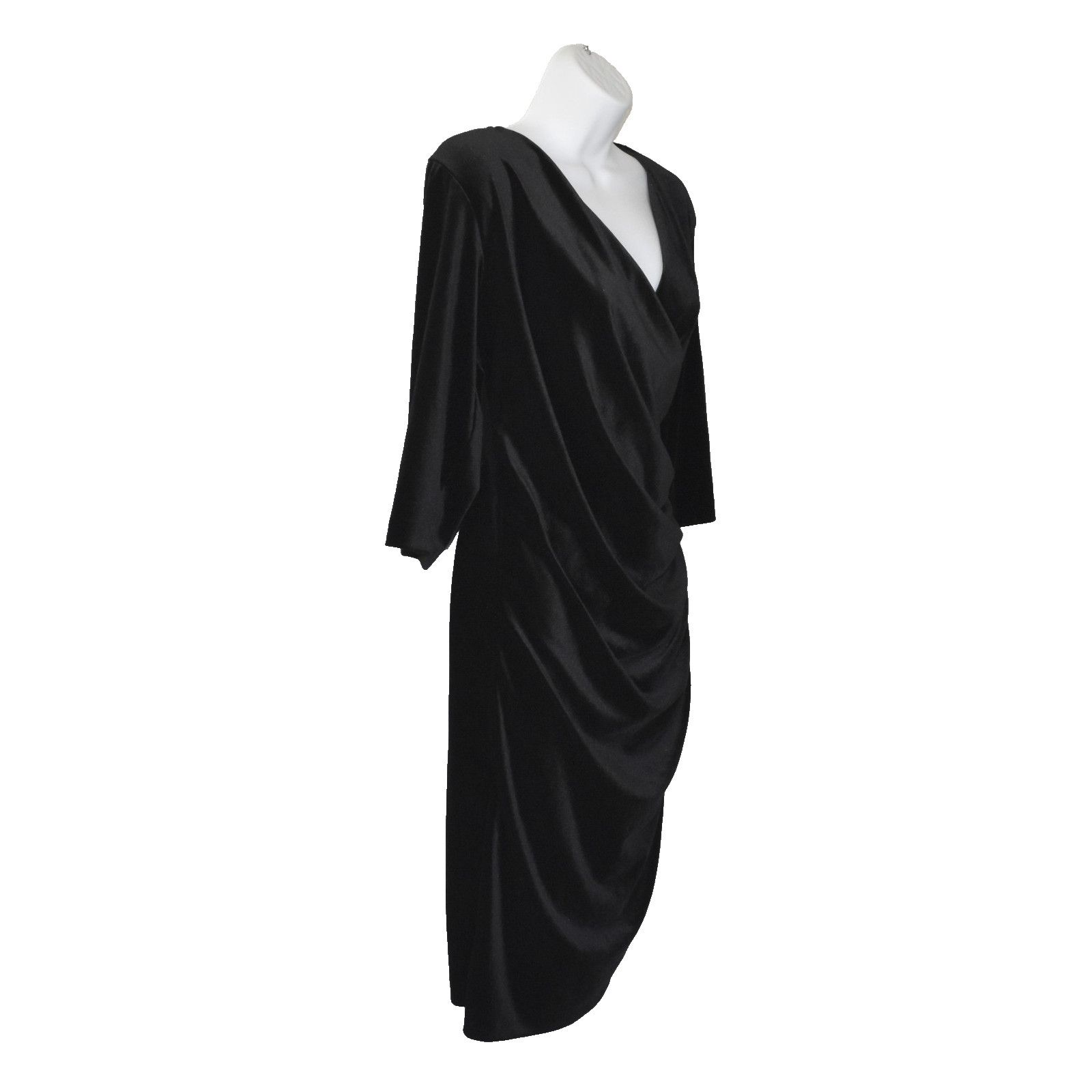 Anatomie ANATOMIE Black Velvet Fake Wrap Cocktail Dress Size XL Size XL / US 12-14 / IT 48-50 - 2 Thumbnail