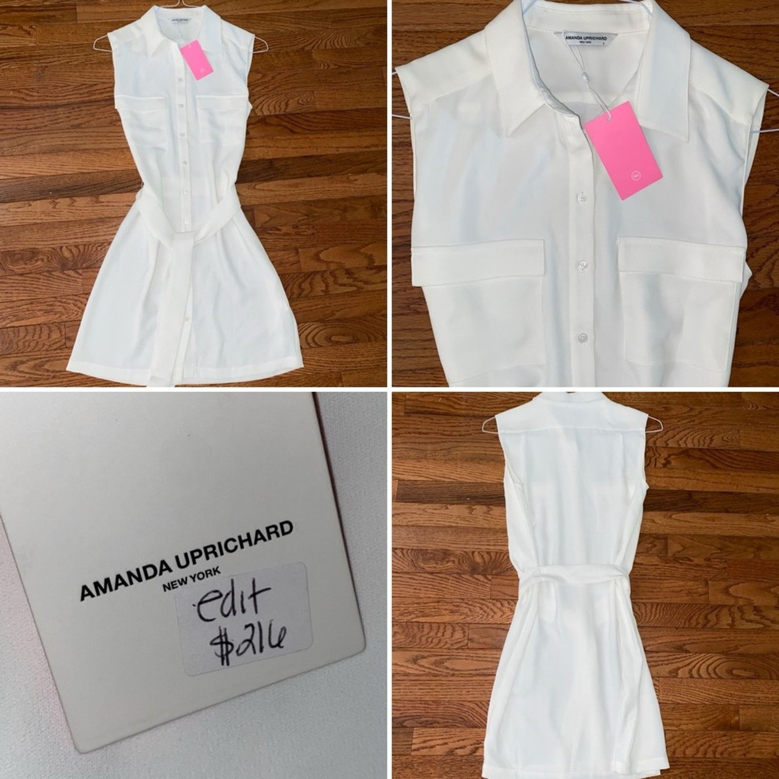 Amanda Uprichard New! $216 Amanda Uprichard White Sleeveless Shirt Dress S Size S / US 4 / IT 40 - 1 Thumbnail