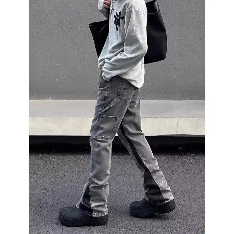 Japanese Brand Retro loose splashed ink micro flared jeans Size US 32 / EU 48 - 3 Thumbnail