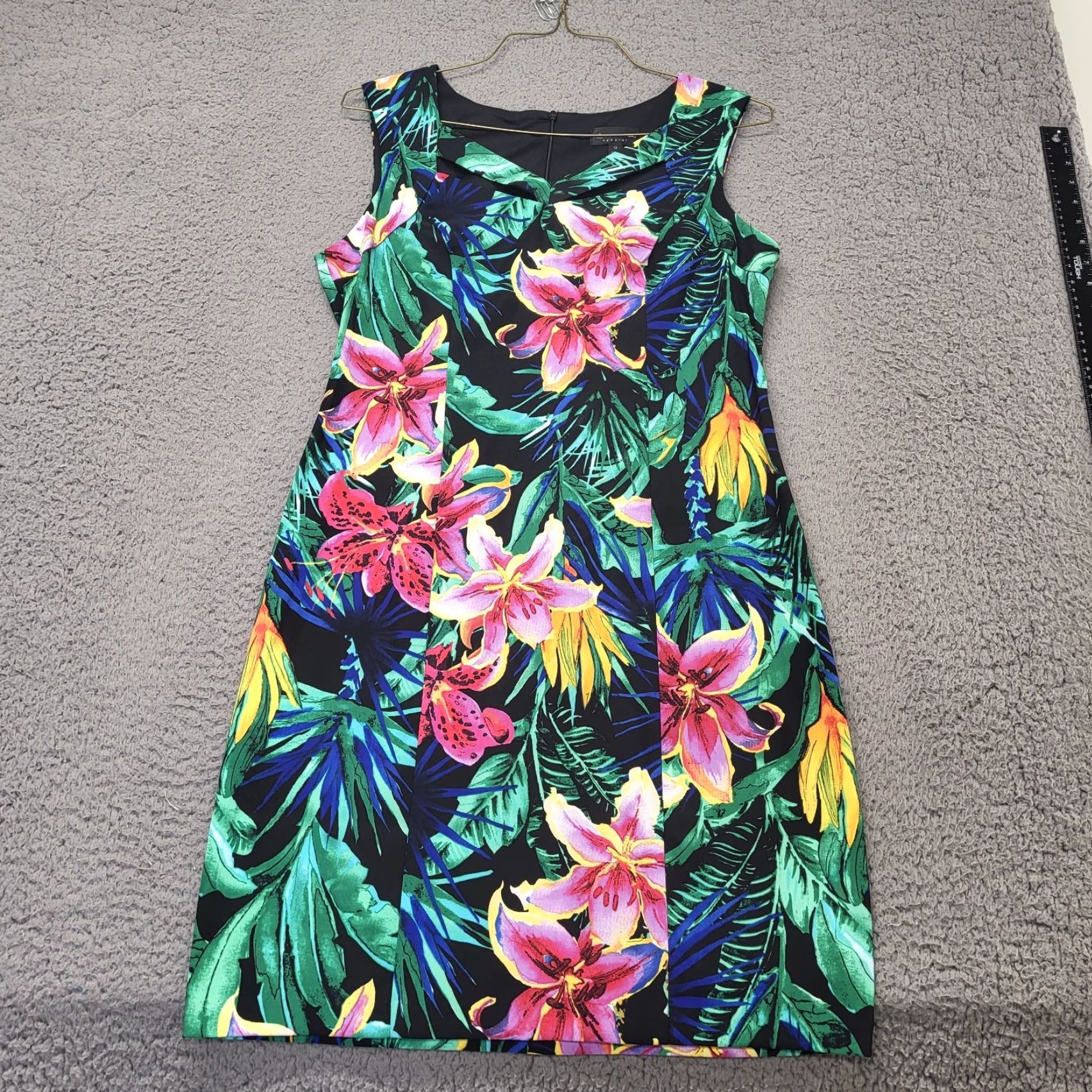 Vintage Connected Dress Womens Size 12 Black Tropical Floral Cruise Travel Brunch Size XL / US 12-14 / IT 48-50 - 6 Thumbnail