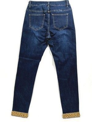 Venus Venus Skinny Jeans Embellished Rhinestone Cuff Stretch Sz 4 Size 27" / US 4 / IT 40 - 2 Thumbnail