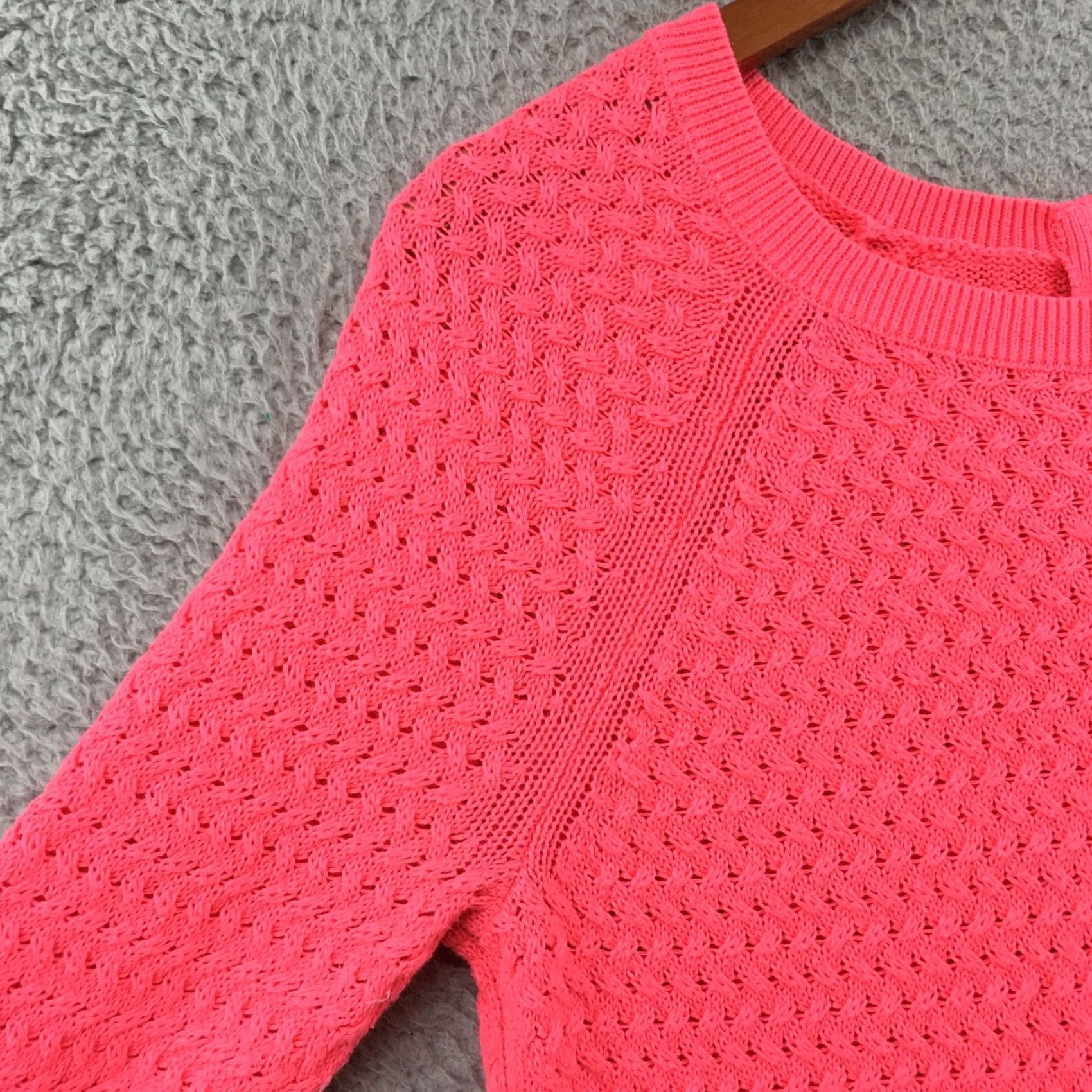 American Eagle Outfitters American Eagle Outfitters Sweater Shirt Womens M Pink Cotton Blend Long Sleeve Open Knit Pullover Size M / US 6-8 / IT 42-44 - 4 Thumbnail