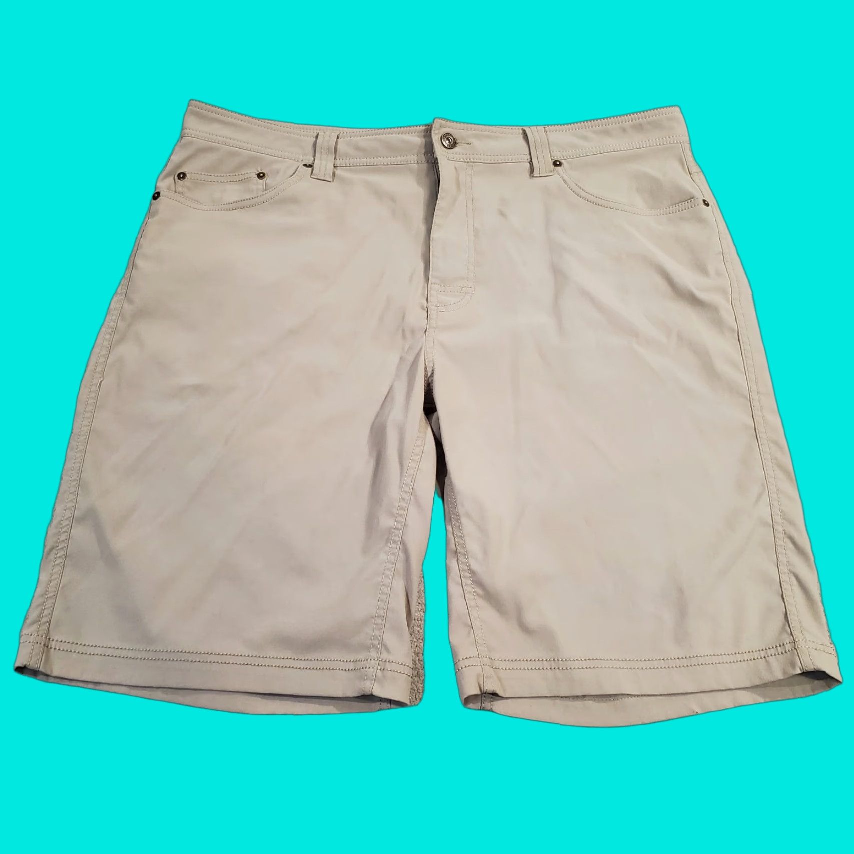 Prana PrAna Brion Shorts Mens 38 11" Inseam Beige Hiking Outdoors Regular Chino Nylon Spandex Logo Pockets Front Flat Front Vintage No Size US 38 / EU 54 - 1 Thumbnail