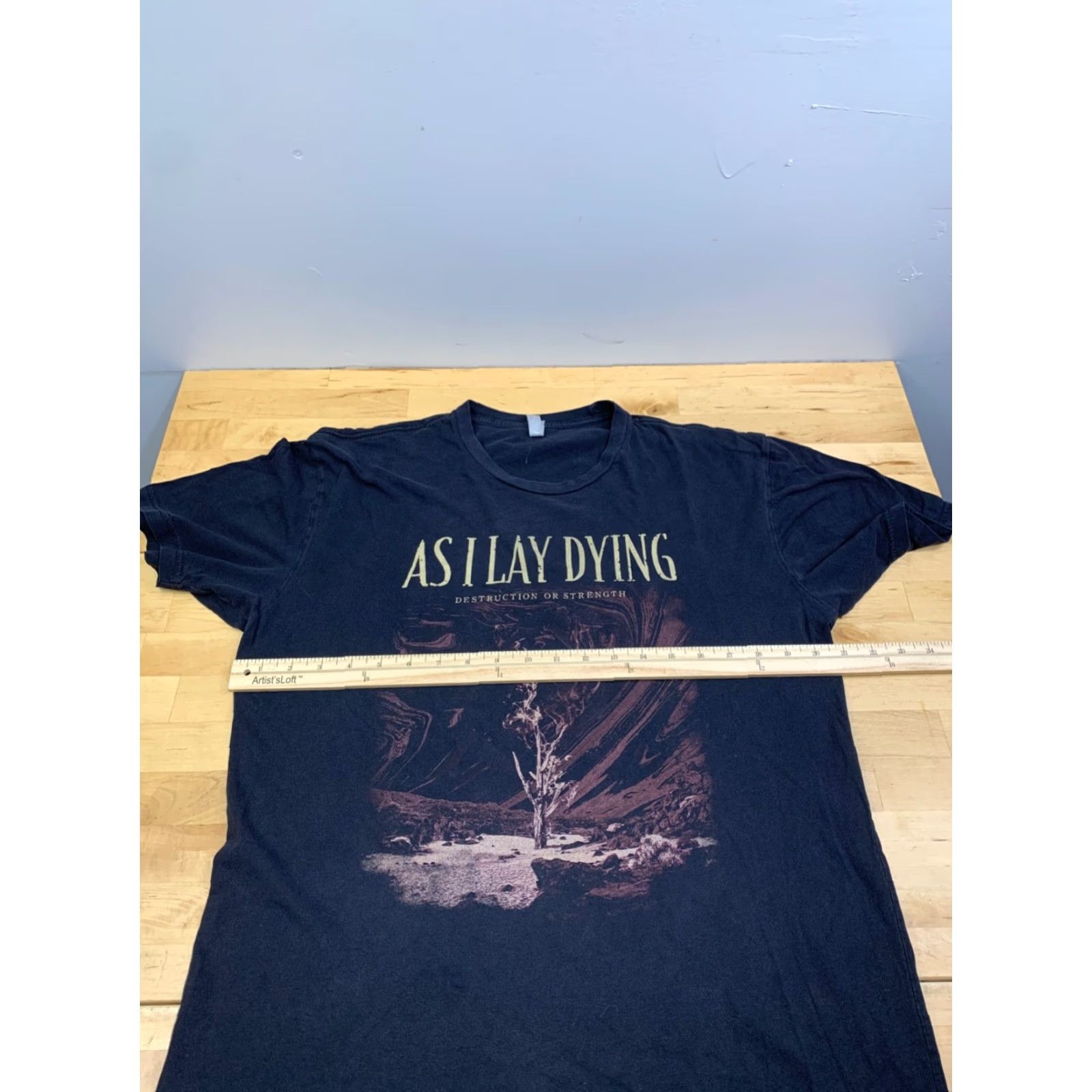 Silas VINTAGE As I Lay Down Destruction or Strength Shirt Mens L Black Faded Rock Band 12448 Size US L / EU 52-54 / 3 - 5 Thumbnail