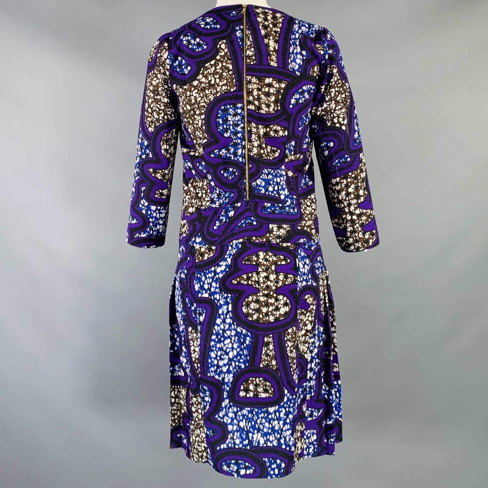 Marni Size 4 Multi Color Polyester Abstract 3/4 Sleeves Dress Size XS / US 0-2 / IT 36-38 - 4 Thumbnail
