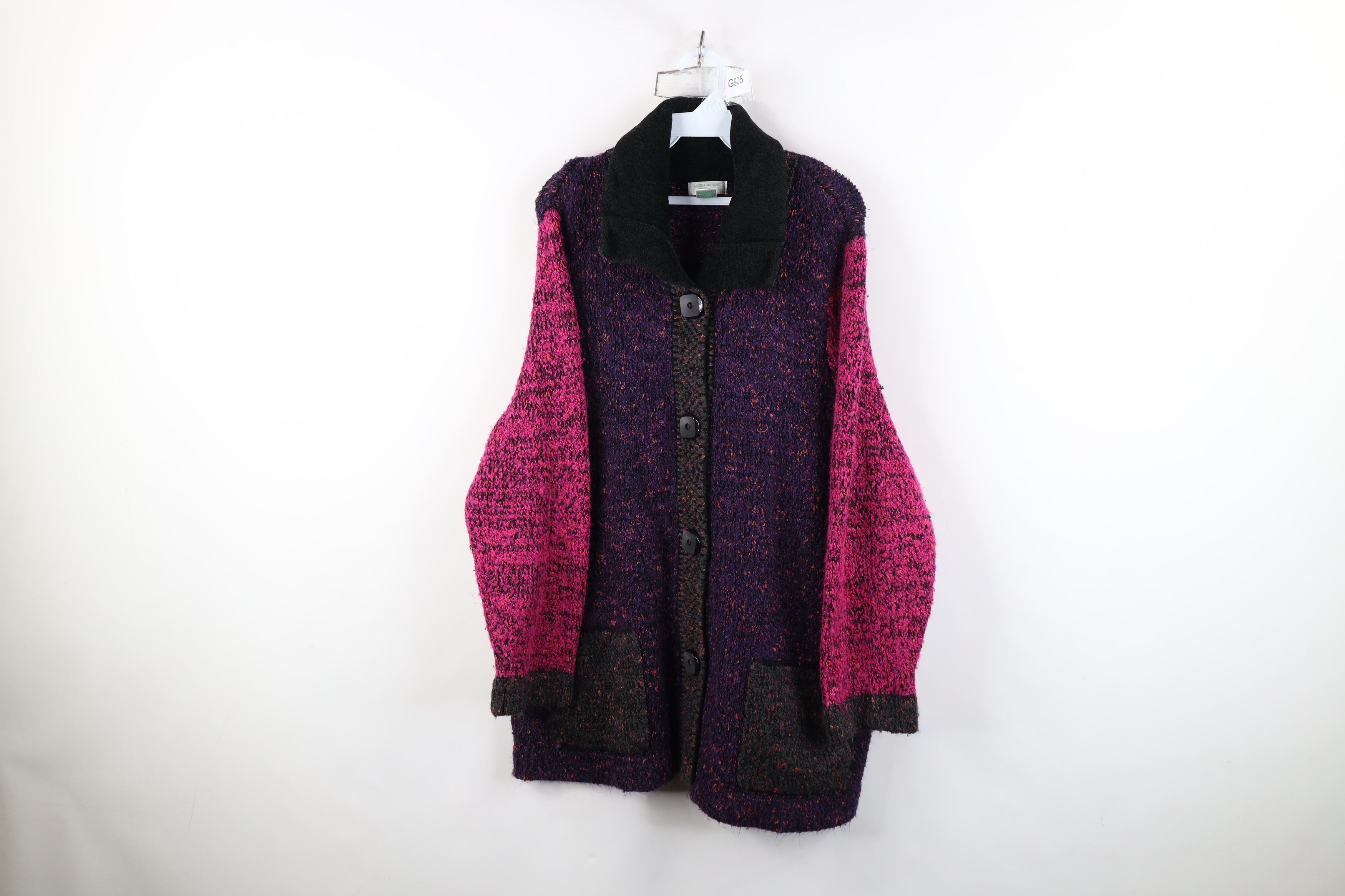Vintage Vintage 90s Lagenlook Big Button Collared Cardigan Sweater Size 3XL / US 20-22 - 1 Thumbnail
