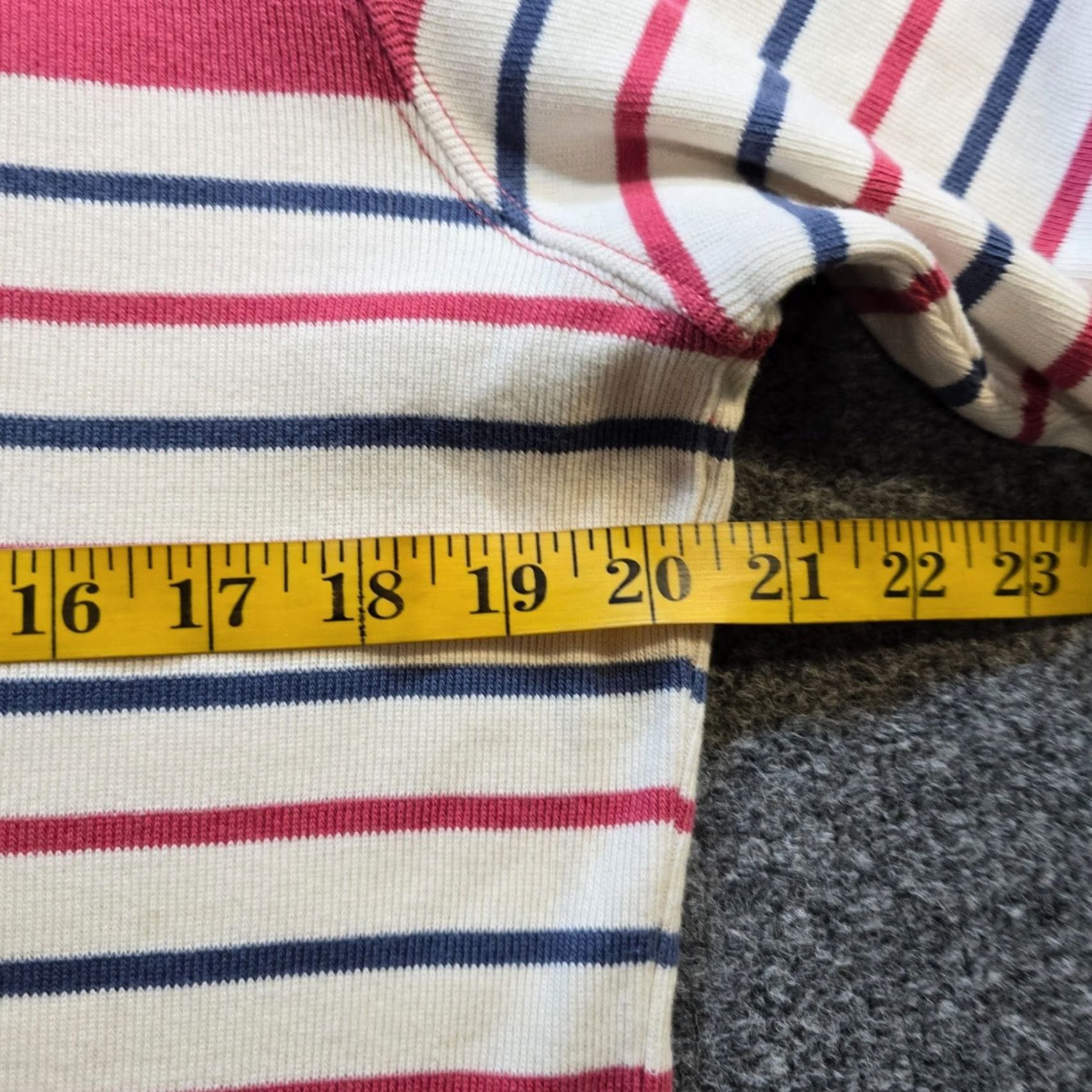 Vintage L.L. Bean Sweater Womens Large White Red Sailor Striped Knit 3/4 Sleeve Boat Neck Casual Basic Pullover Size L / US 10 / IT 46 - 5 Thumbnail