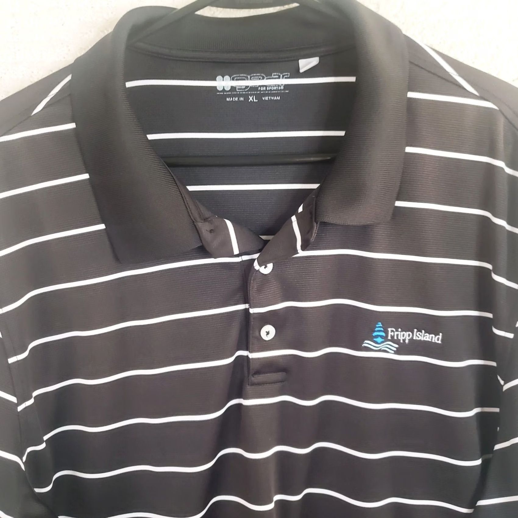 Vintage Gear For Sports Men’s XL Black Striped Short Sleeve Polo Shirt Fripp Island Logo Polo Shirt Men XL Black Fripp Island Logo Size US XL / EU 56 / 4 - 2 Thumbnail