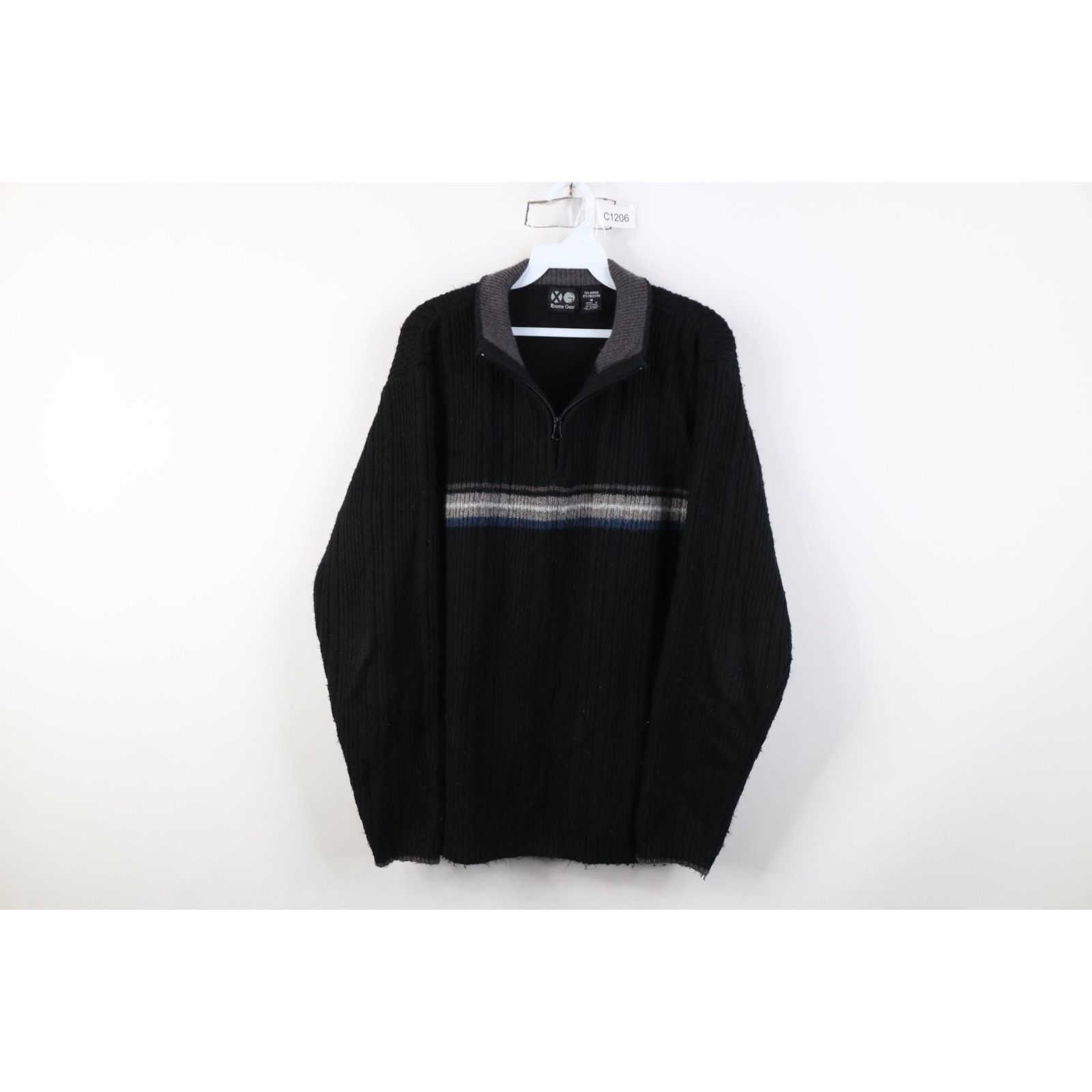 Vintage Vintage 90s Y2K Streetwear Striped Knit Half Zip Sweater Size US M / EU 48-50 / 2 - 1 Thumbnail