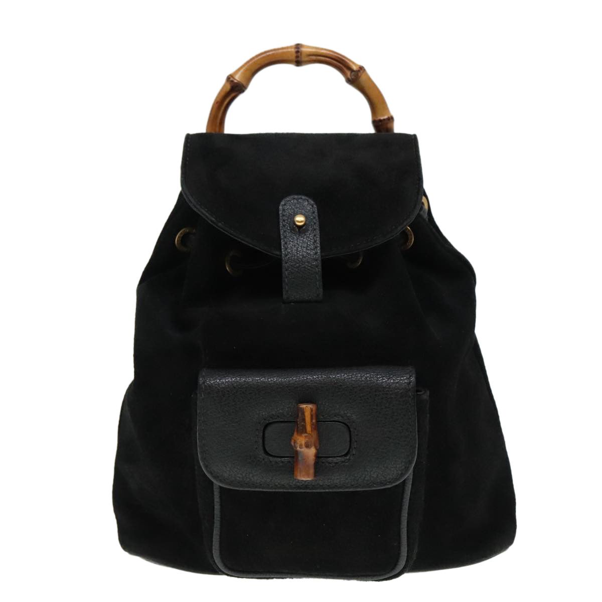 Gucci Bamboo Black Suede Backpack Bag (Pre-Owned) Size ONE SIZE - 1 Thumbnail