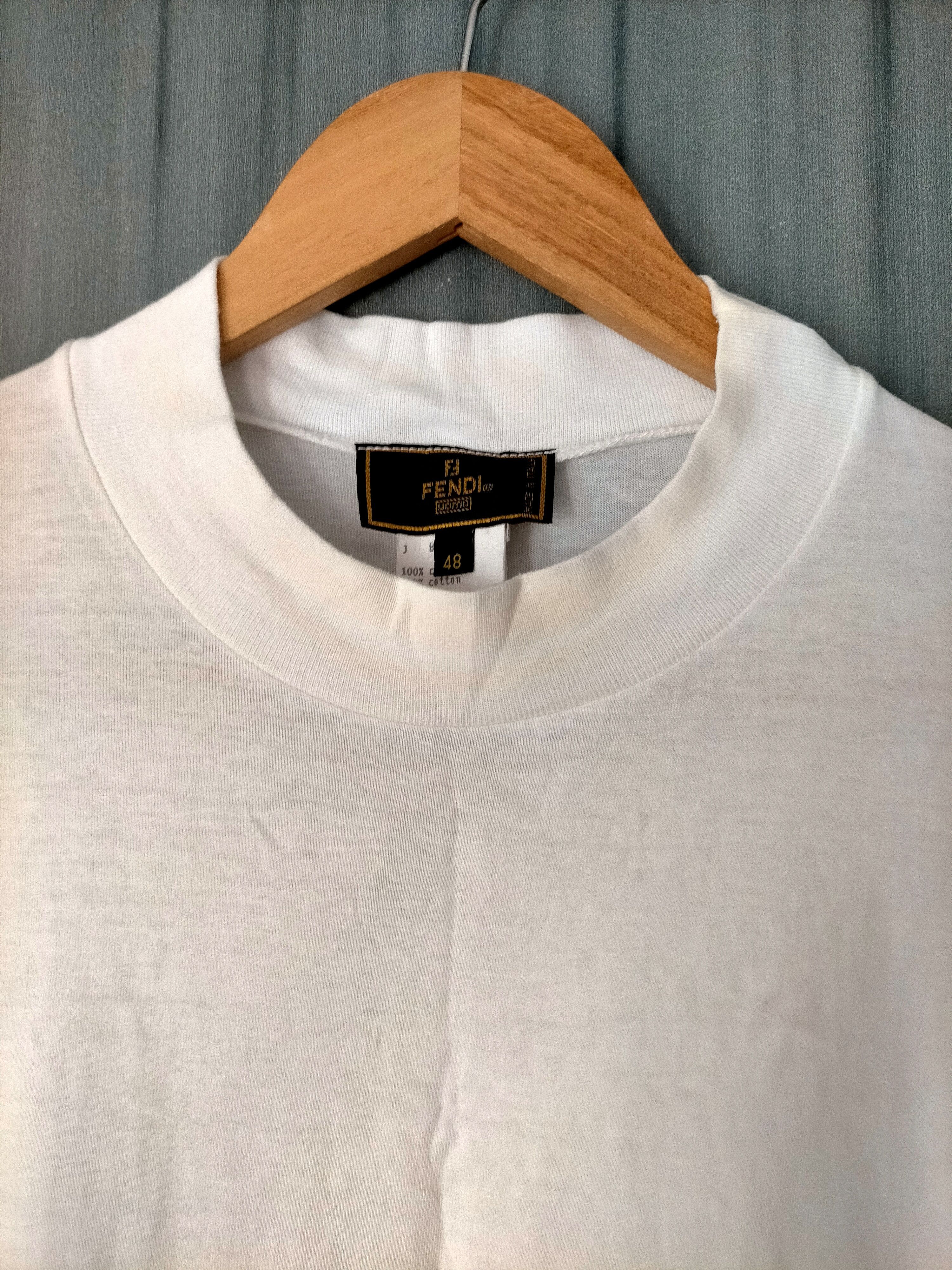 Fendi Fendi Made in italy Side Tape White Tee Size US L / EU 52-54 / 3 - 4 Thumbnail
