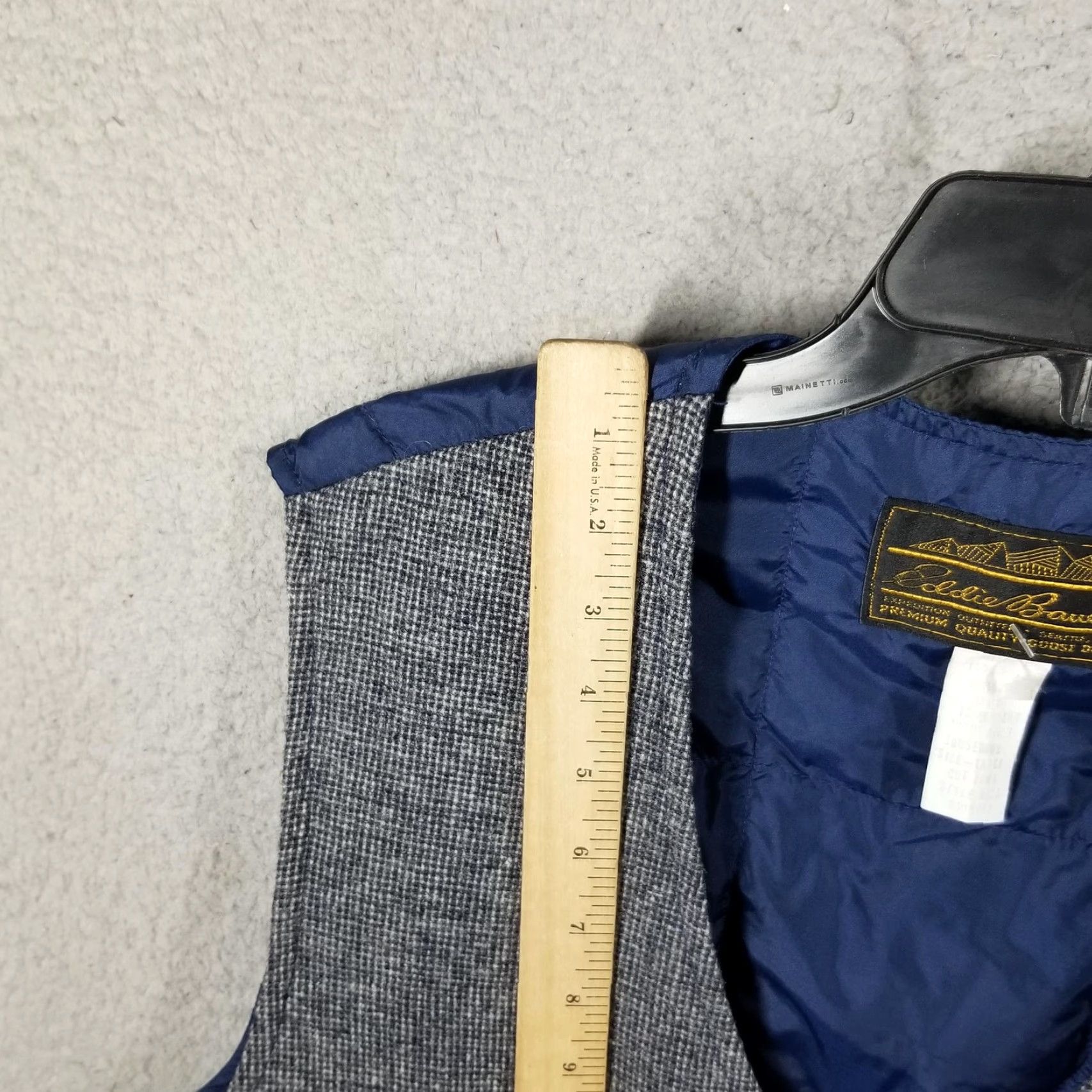 Eddie Bauer Vintage Yes Eddie Bauer Vest Mens Large Gray Blue Goose Down Puffer Wool Tweed Button Lined Size US L / EU 52-54 / 3 - 6 Thumbnail