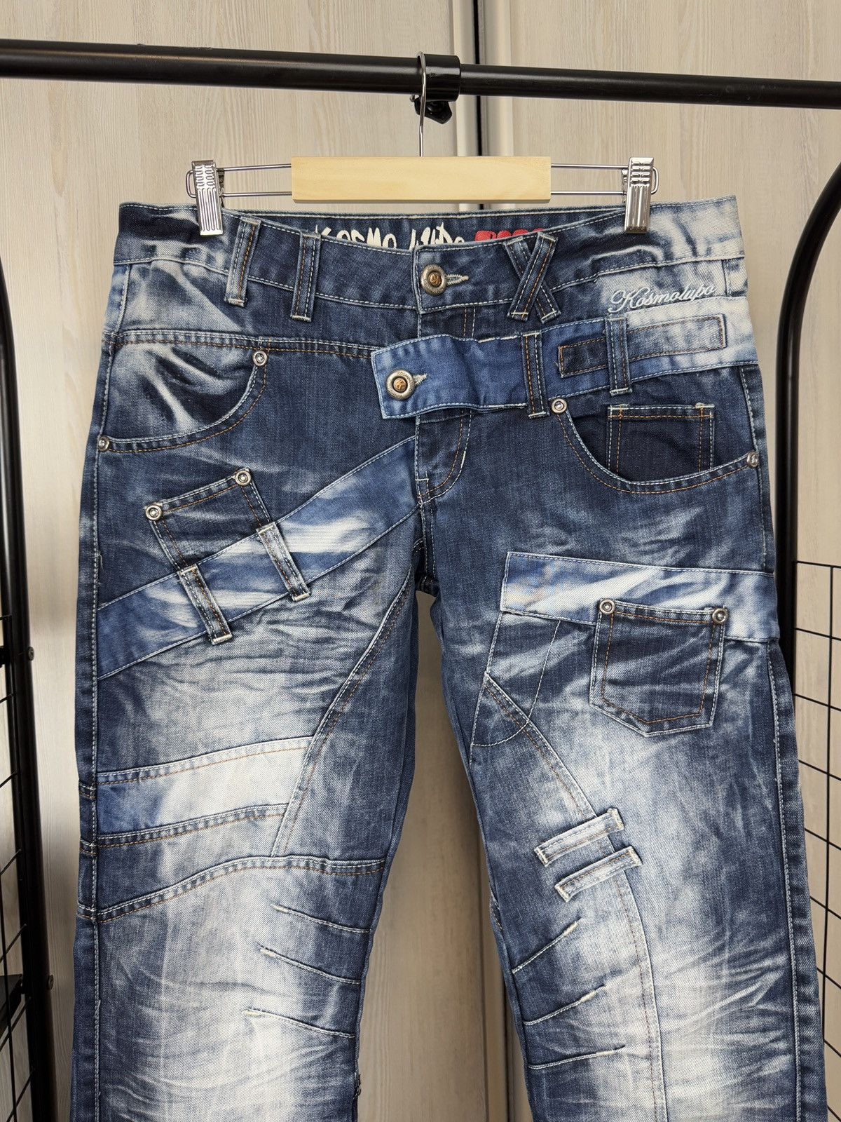 Japanese Brand Kosmo Lupo avant garde blue faded multipocket jeans denim Size US 33 - 3 Thumbnail