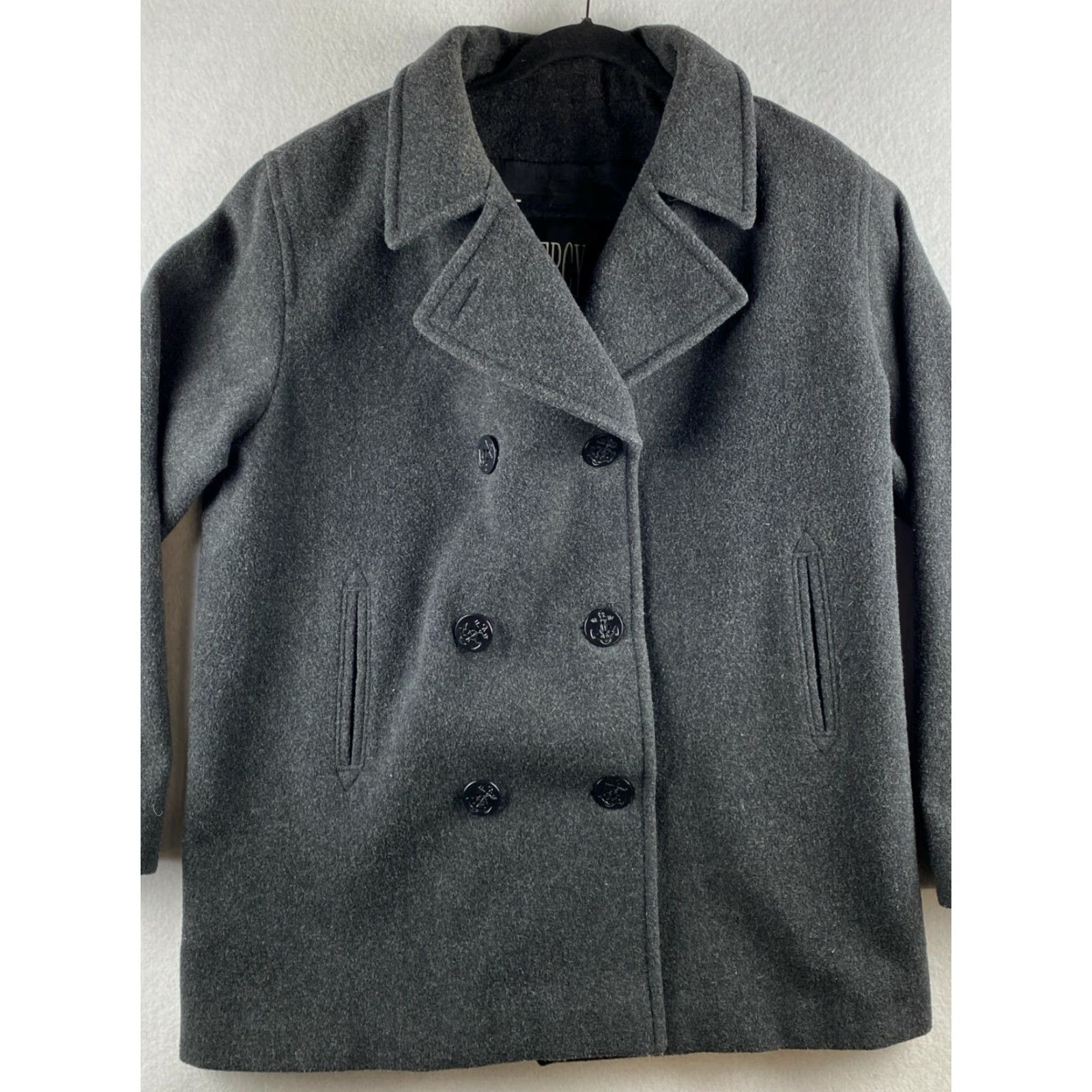 Vintage VINTAGE J. Percy Pea Coat Womens 14 Merino Wool Button-Up Coat Long Sleeve Gray 100% Merino Wool Blended All Seasons Pockets Dry Clean Only Womens Size XL / US 12-14 / IT 48-50 - 2 Thumbnail