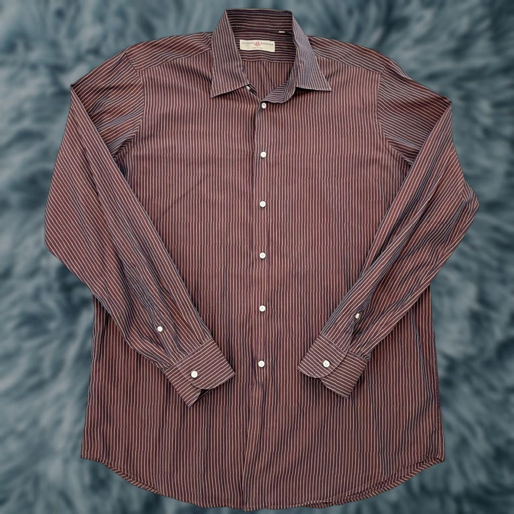Vintage VINTAGE Luciano Barbera Shirt Mens XL Long Sleeve Button Up Striped Purple Italy Designer Size US XL / EU 56 / 4 - 1 Thumbnail