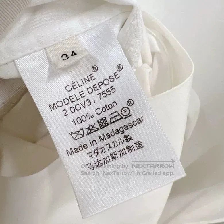 Celine Celine White Irregular Split Shirt. Size XXS / US 00 / IT 34 - 9 Thumbnail