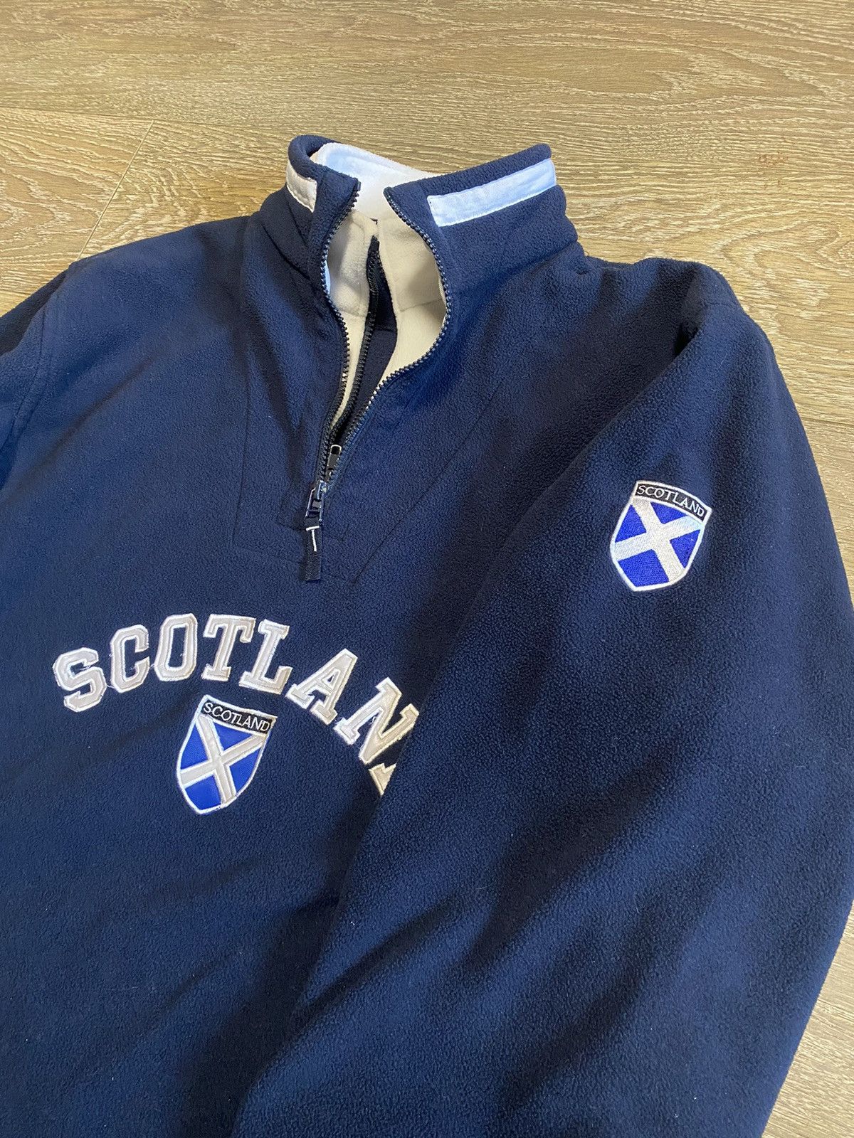 Japanese Brand × Vintage Vintage Scotland 1/4 Zip Navy Fleece Sweatshirt Size US L / EU 52-54 / 3 - 15 Thumbnail