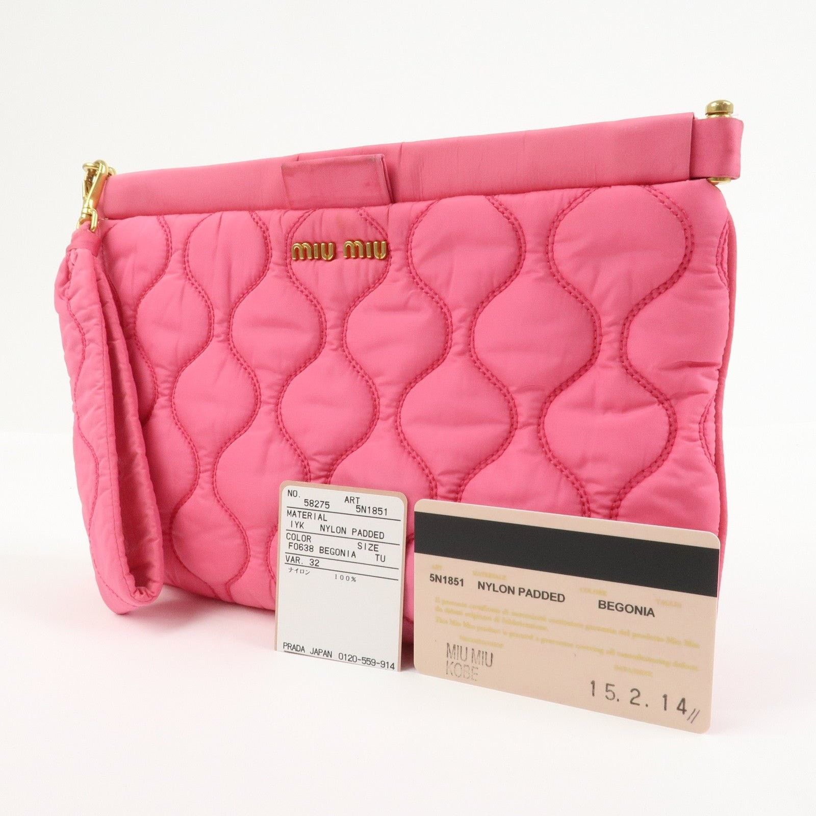 Miu Miu Miu Miu Quilted Nylon Wristlet Pink Size ONE SIZE - 8 Thumbnail