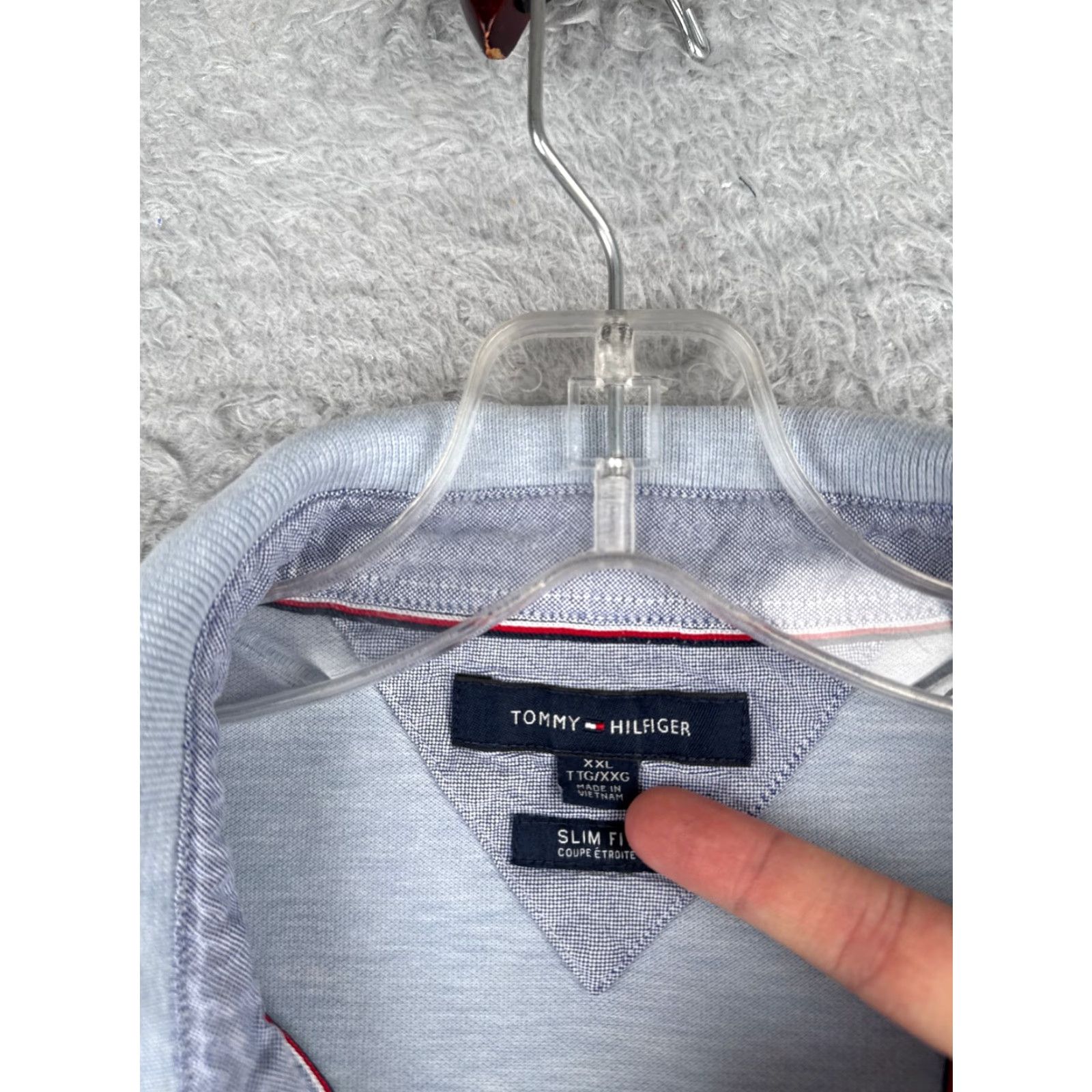 Tommy Hilfiger VINTAGE Tommy Hilfiger Polo Shirt Men 2XL Blue Short Sleeve Cotton Jersey Slim END OF LINE Size US XXL / EU 58 / 5 - 7 Thumbnail