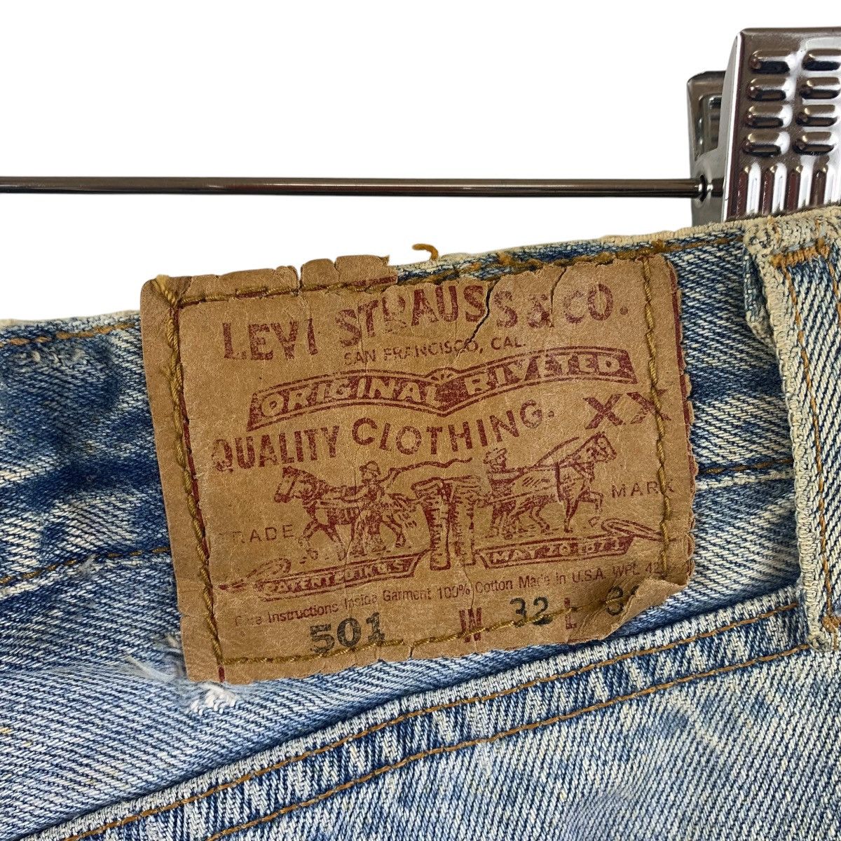 Levi's × Vintage Vintage LEVI’S lot501 distressed custom patchwork blue jeans Size US 32 / EU 48 - 3 Thumbnail