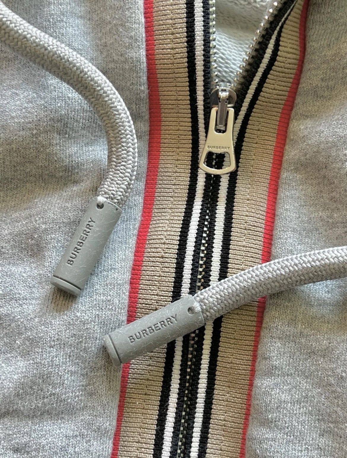 Burberry BURBERRY⚡️Men Size XS "Lexington" Icon stripe gray zip hoodie Size US XS / EU 42 / 0 - 4 Thumbnail