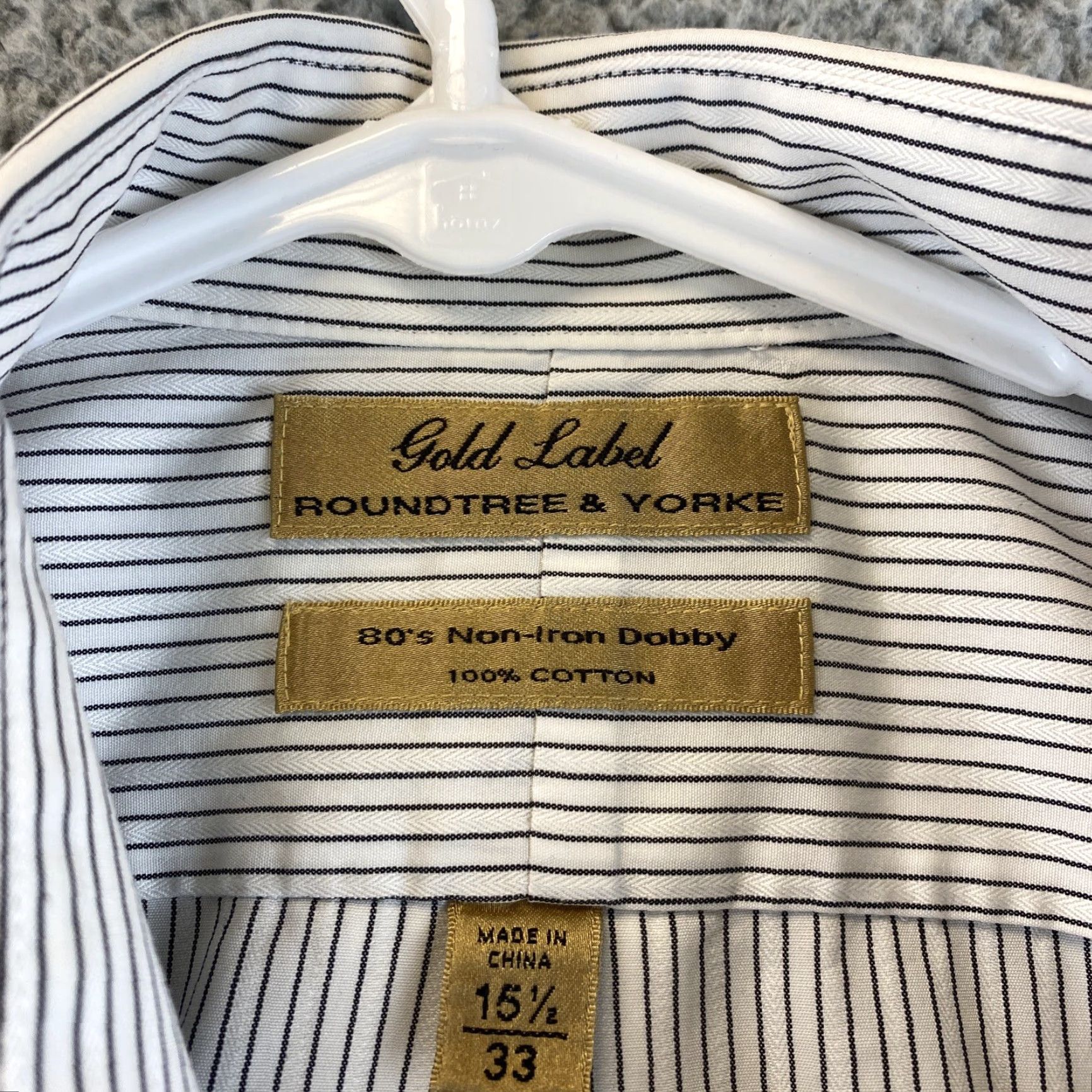 Roundtree & Yorke Roundtree & Yorke Gold Label Men's Dress Shirt 15.5/33 slim fit /75-52 Size 40R - 3 Thumbnail