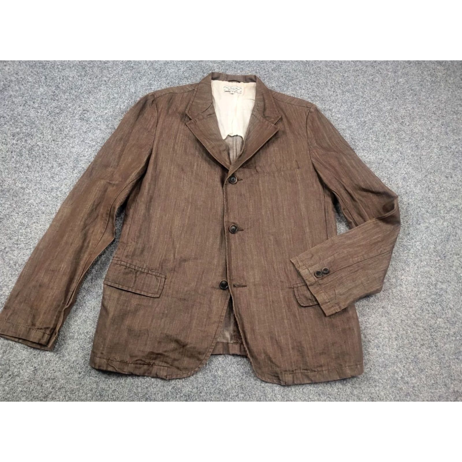 What Goes Around Comes Around What Comes Around goes around Design Casual Beige Linen Blend Pocket Sport Blazer Jacket Mens M Beige Linen Blend Blazer Size 40R - 3 Thumbnail