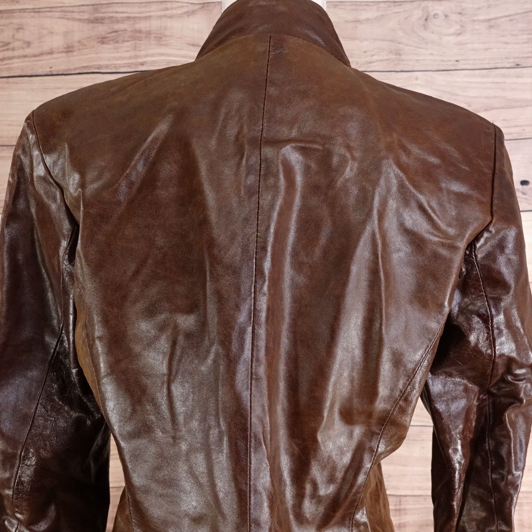 Vintage Vintage ADAM Made in Italy Leather Vera Pelle Brown Zip Women's Jacket, Size Large, Casual Style Size L / US 10 / IT 46 - 6 Thumbnail