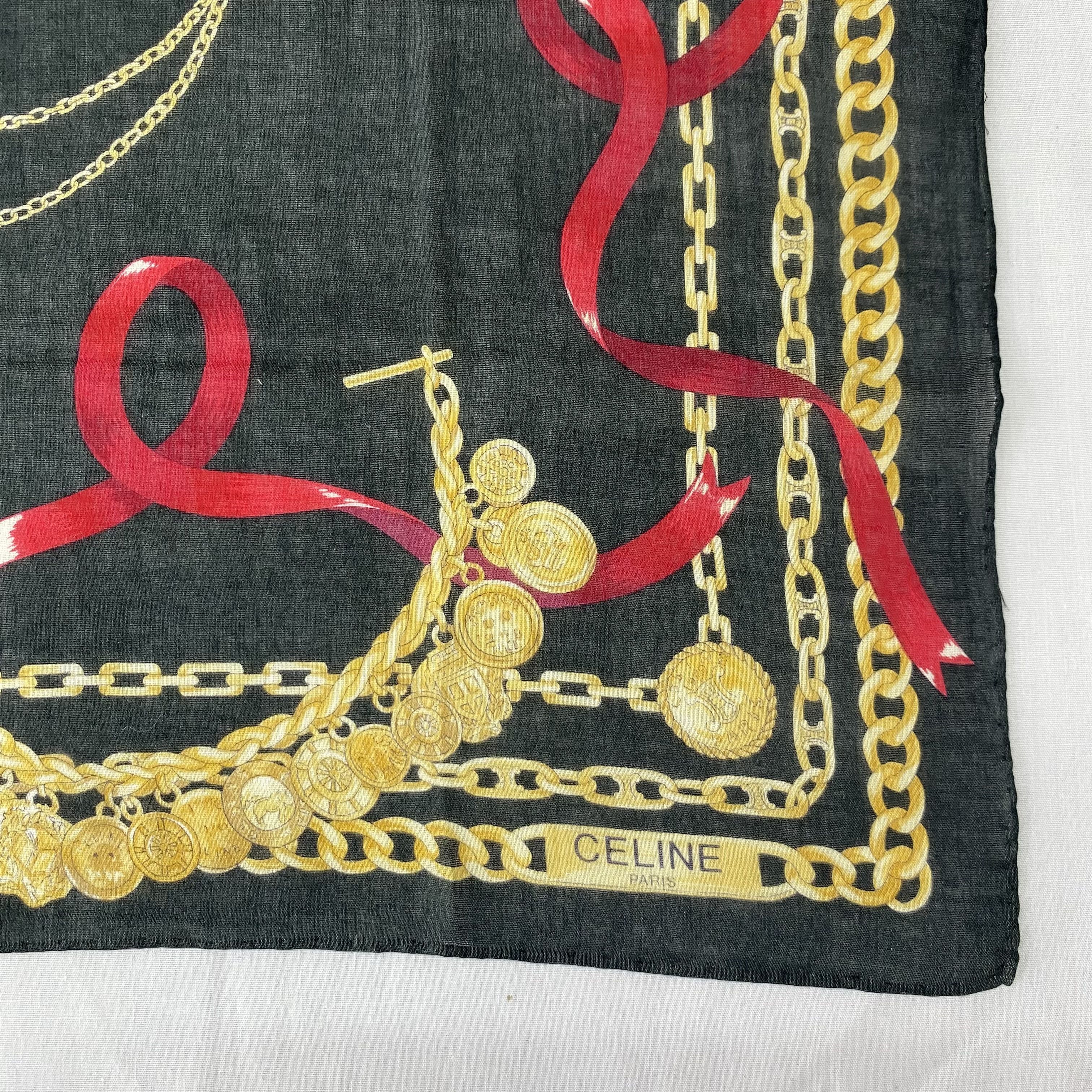 Celine Vintage Celine Paris Jewelry Chain & Ribbon Cotton Scarf Size ONE SIZE - 3 Thumbnail