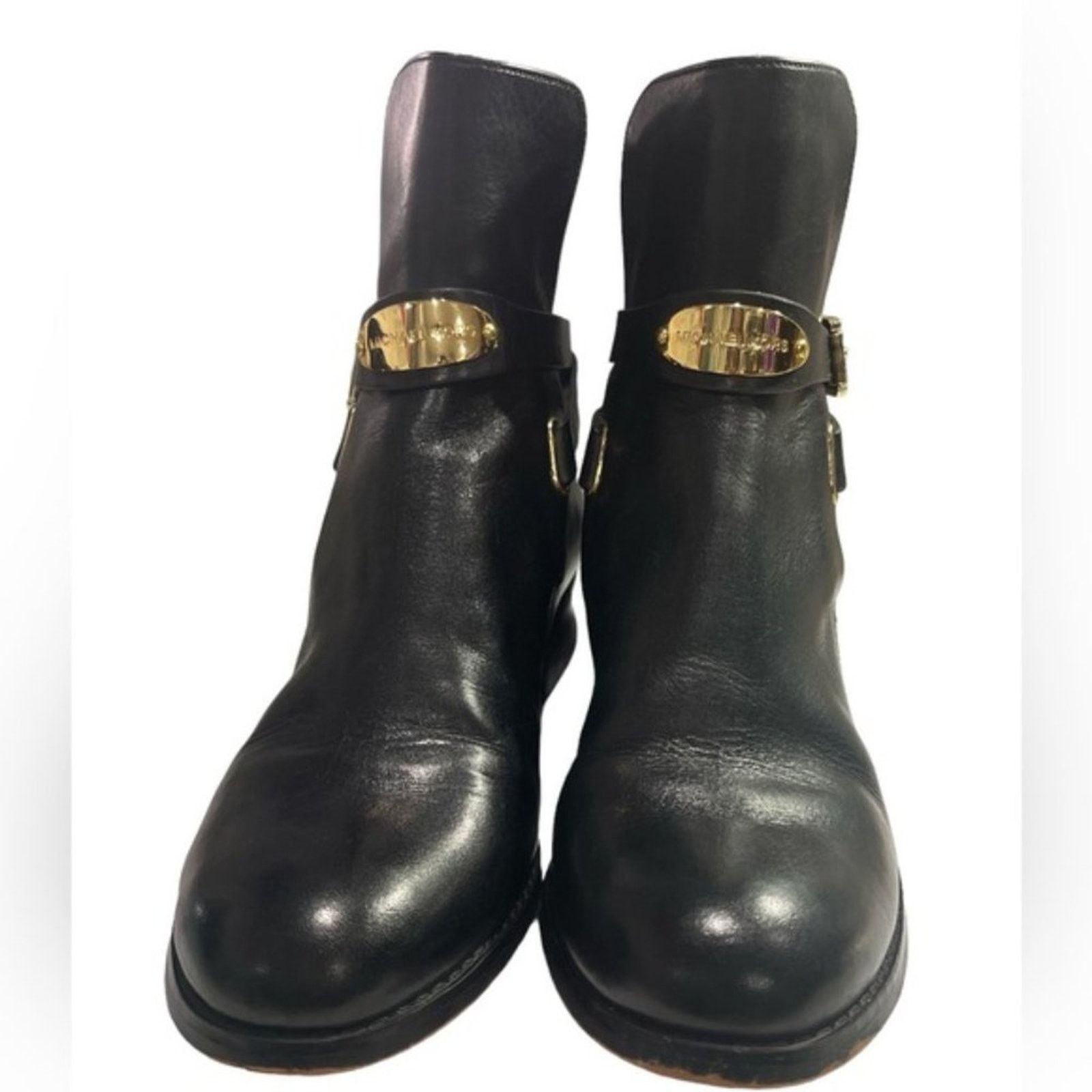 Michael Kors MICHAEL KORS Arley Black Leather Logo Moto Heel Boots Sz 5.5 Size US 5.5 / IT 35.5 - 2 Thumbnail