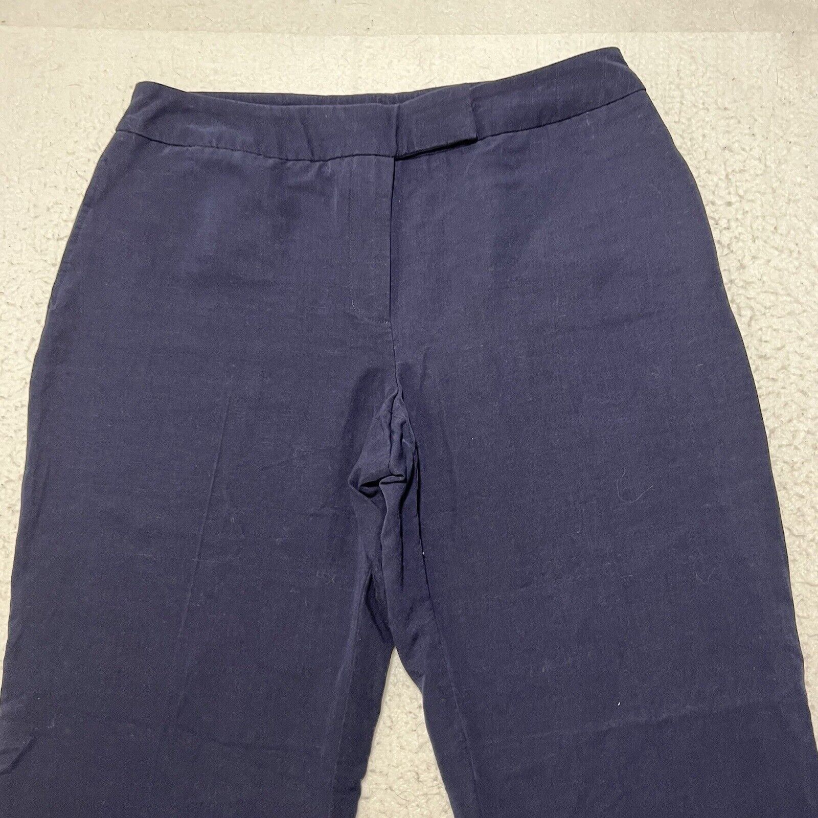 Jones New York Jones Wear 10P Flat Front Linen Blend Navy Blue Chino Pants Size 32" / US 10 / IT 46 - 2 Thumbnail