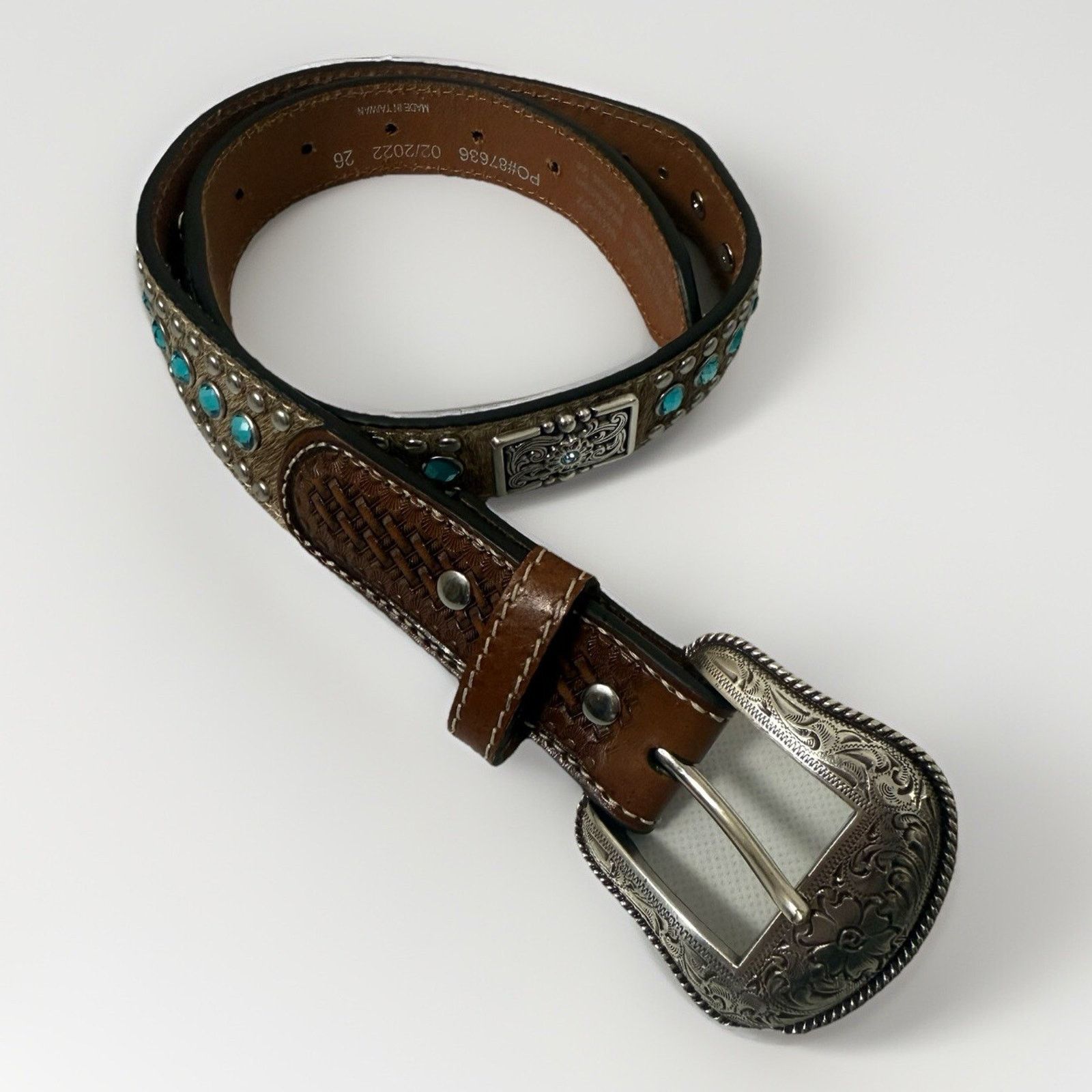 Nocona Nocona Western Belt Leather Rhinestone Horse Hair Studded Size ONE SIZE - 1 Thumbnail