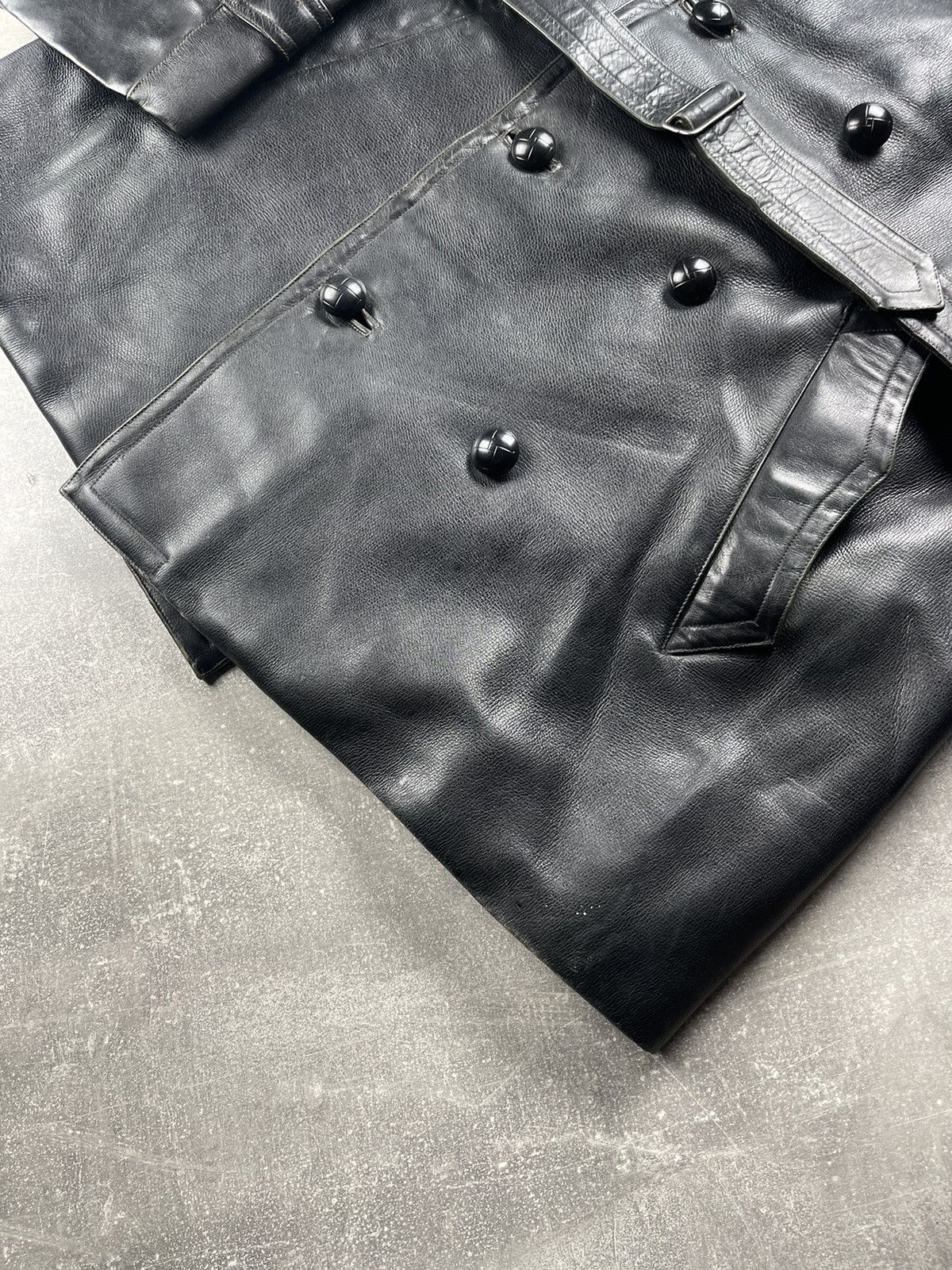 Vintage Vintage Demor Confezioni Leather Double Breasted Coat Black Size US XL / EU 56 / 4 - 6 Thumbnail