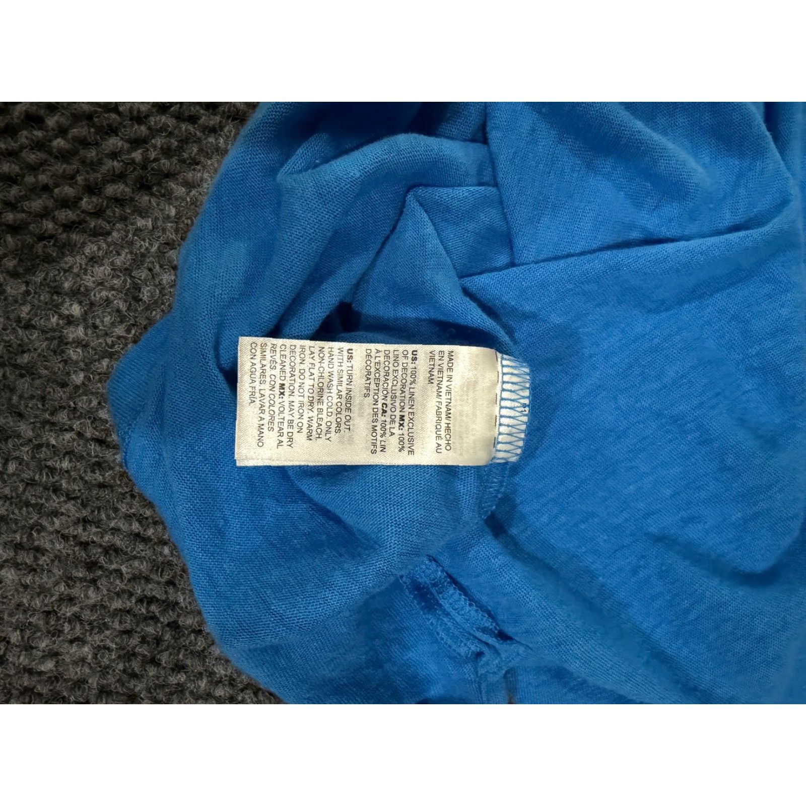 Vintage Chicos Tunic Top Womens Blouse Shirt Blue 4 Linen Embroidered V-Neck Long Sleeve Casual Pullover All Seasons Regular Size S / US 4 / IT 40 - 5 Thumbnail