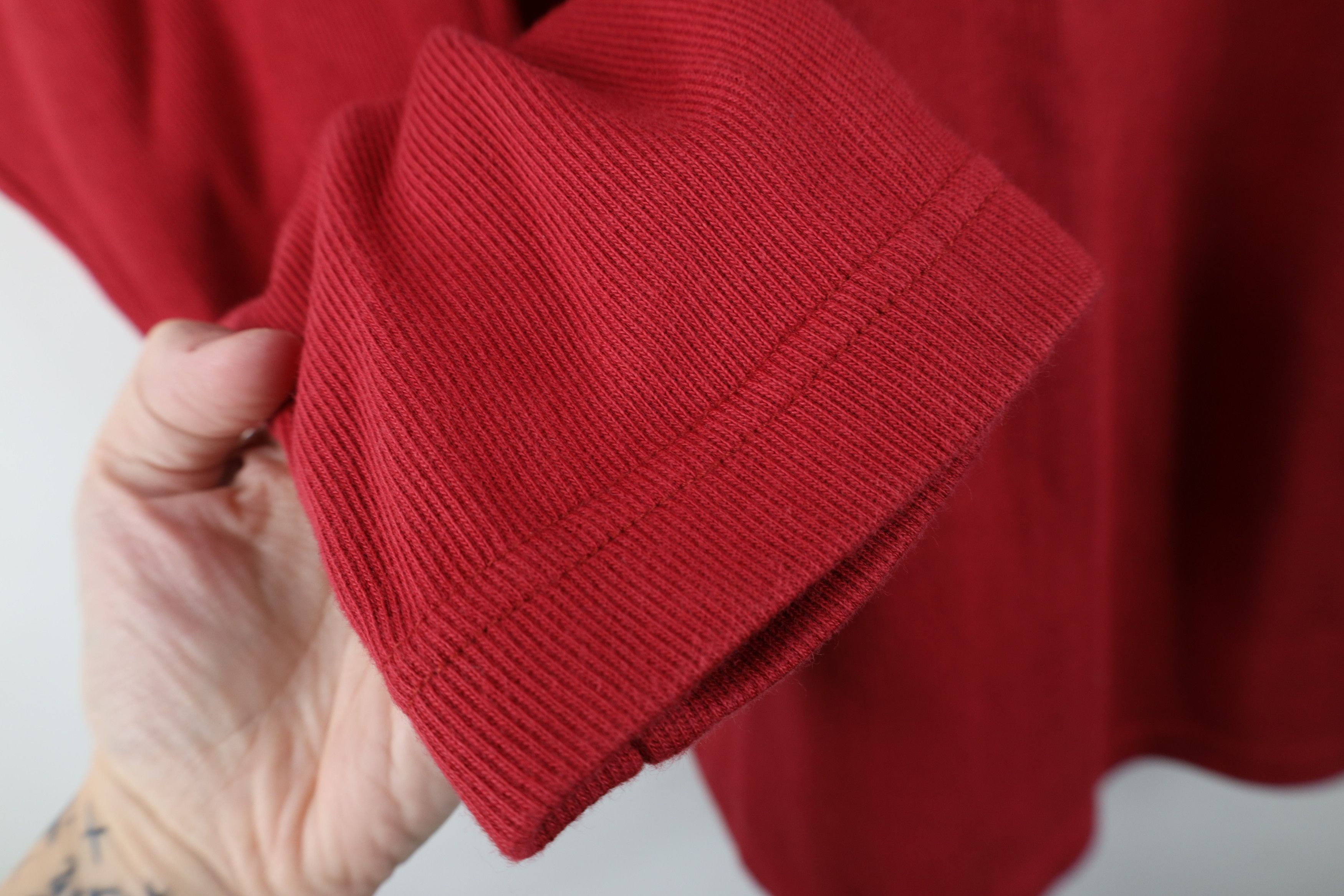 Nike Vintage 90s Nike Swoosh Ribbed Knit Long Sleeve T-Shirt Red Size US M / EU 48-50 / 2 - 6 Thumbnail